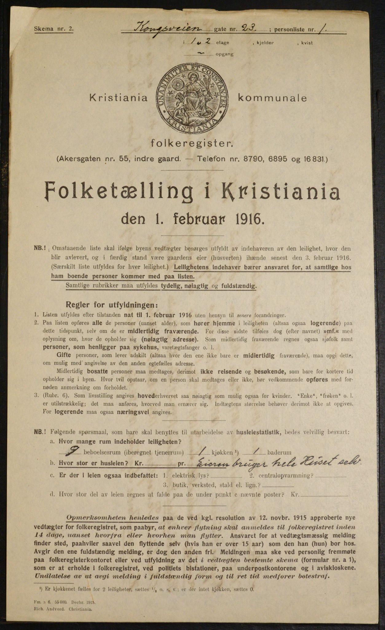 OBA, Municipal Census 1916 for Kristiania, 1916, p. 54113