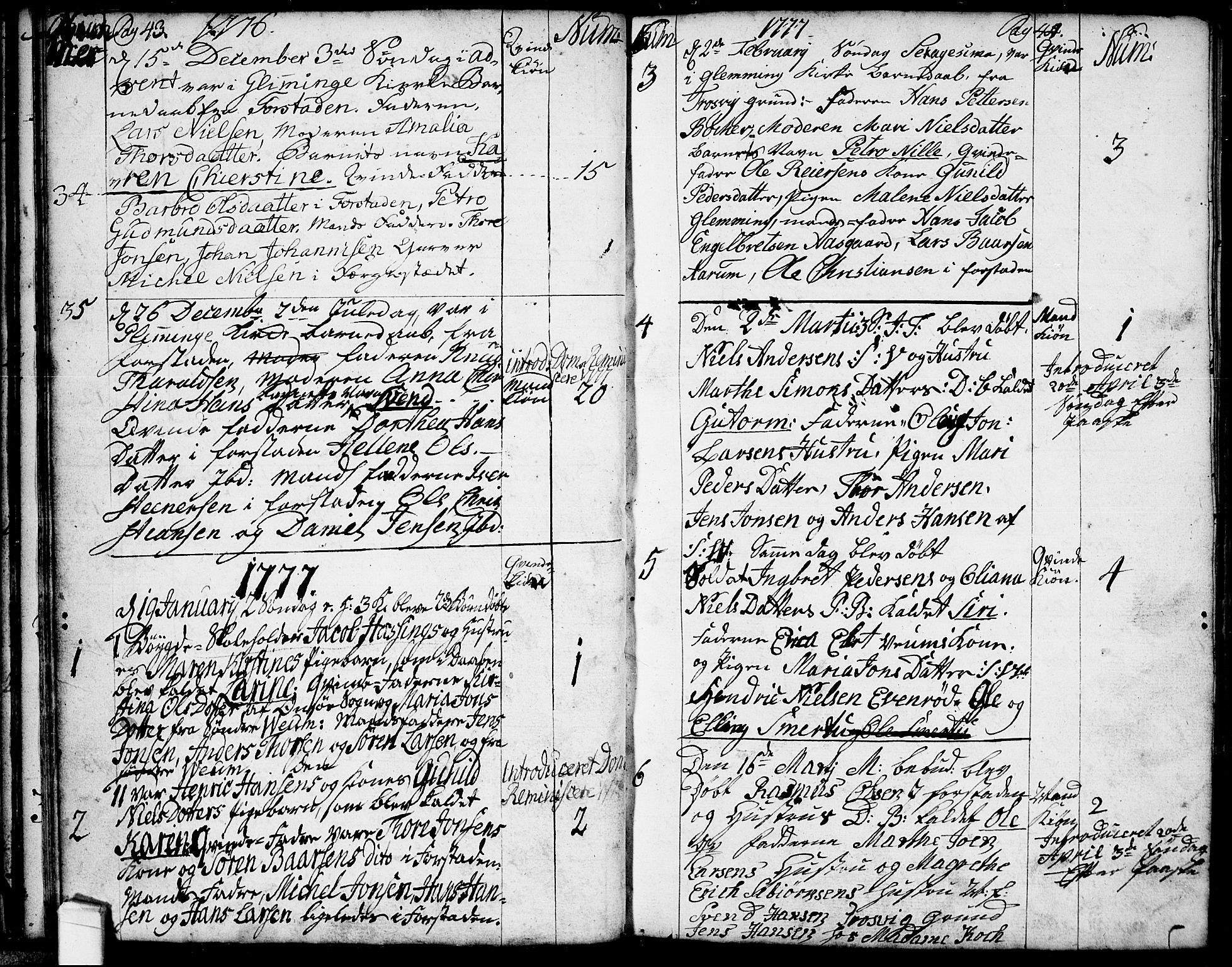 Glemmen prestekontor Kirkebøker, AV/SAO-A-10908/F/Fa/L0002: Parish register (official) no. 2, 1771-1803, p. 43-44