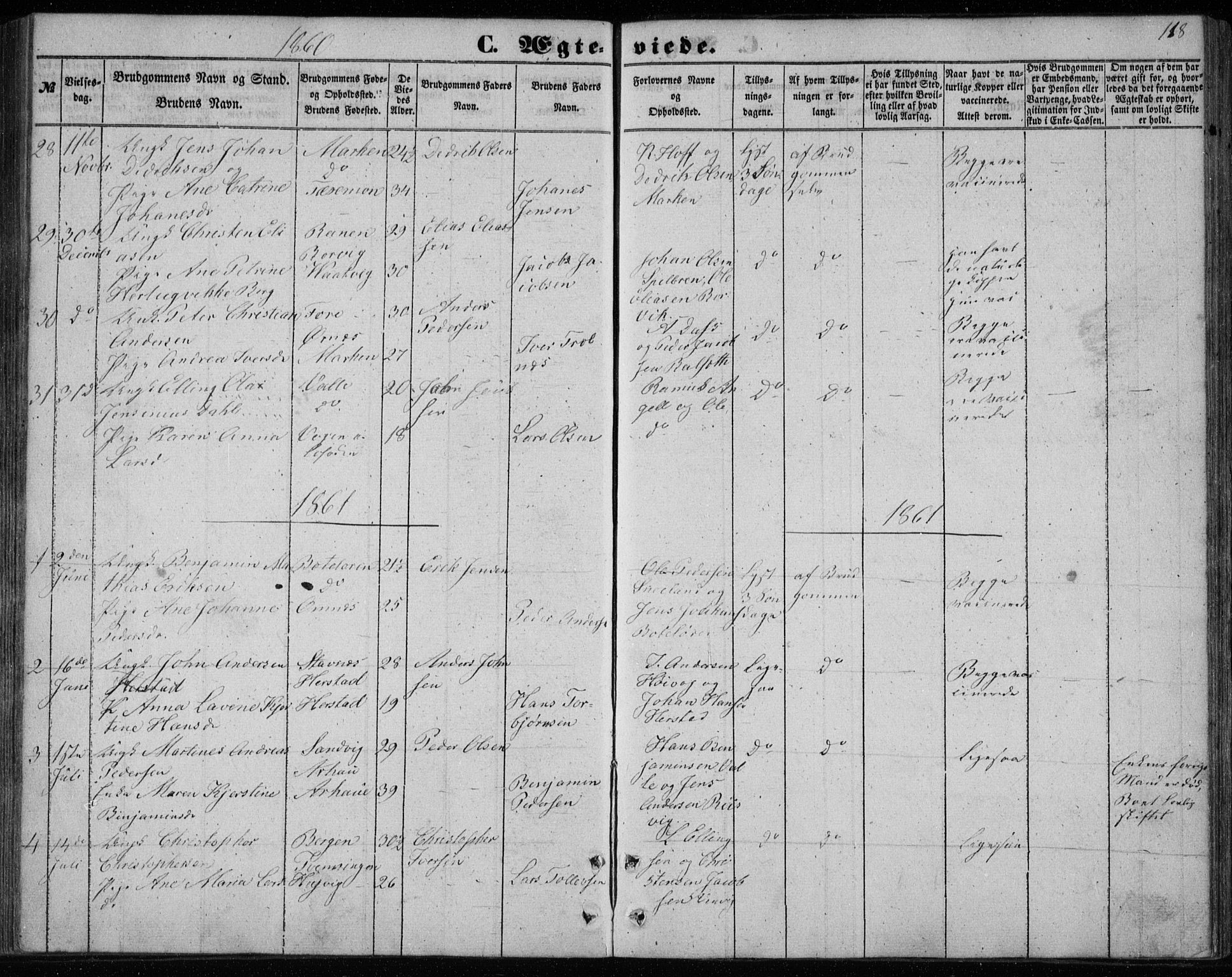 Ministerialprotokoller, klokkerbøker og fødselsregistre - Nordland, AV/SAT-A-1459/843/L0633: Parish register (copy) no. 843C02, 1853-1873, p. 118