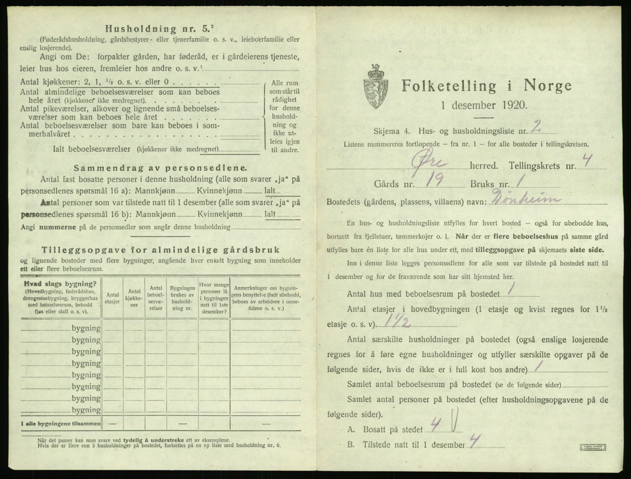 SAT, 1920 census for Øre, 1920, p. 289