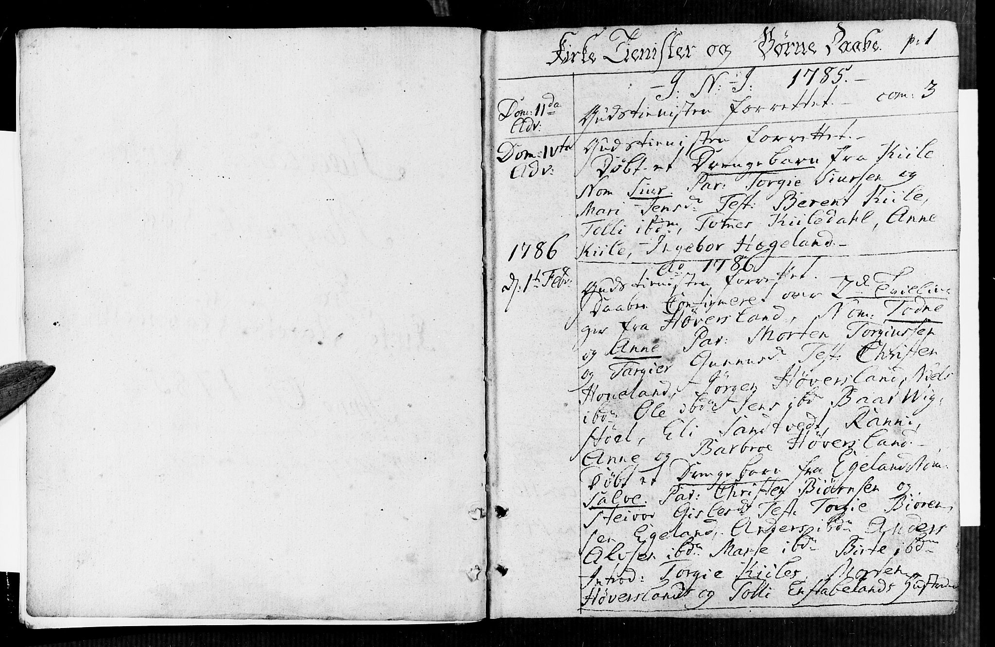 Vennesla sokneprestkontor, SAK/1111-0045/Fa/Faa/L0002: Parish register (official) no. A 2, 1785-1834, p. 0-1