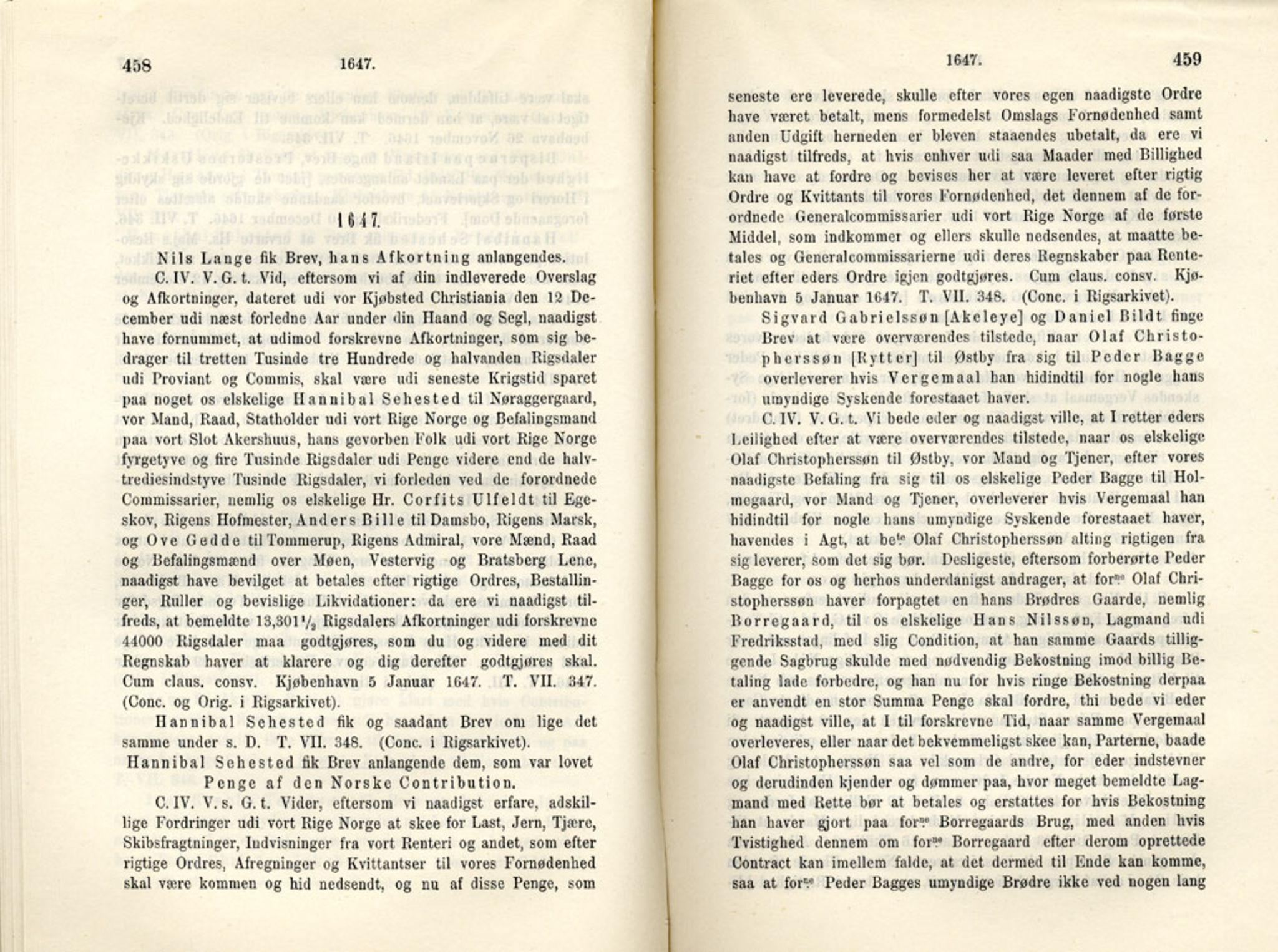 Publikasjoner utgitt av Det Norske Historiske Kildeskriftfond, PUBL/-/-/-: Norske Rigs-Registranter, bind 8, 1641-1648, p. 458-459