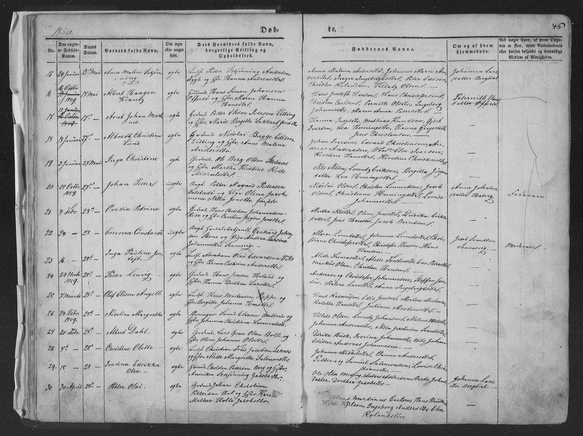 Ministerialprotokoller, klokkerbøker og fødselsregistre - Nordland, SAT/A-1459/881/L1165: Parish register (copy) no. 881C02, 1854-1876, p. 46