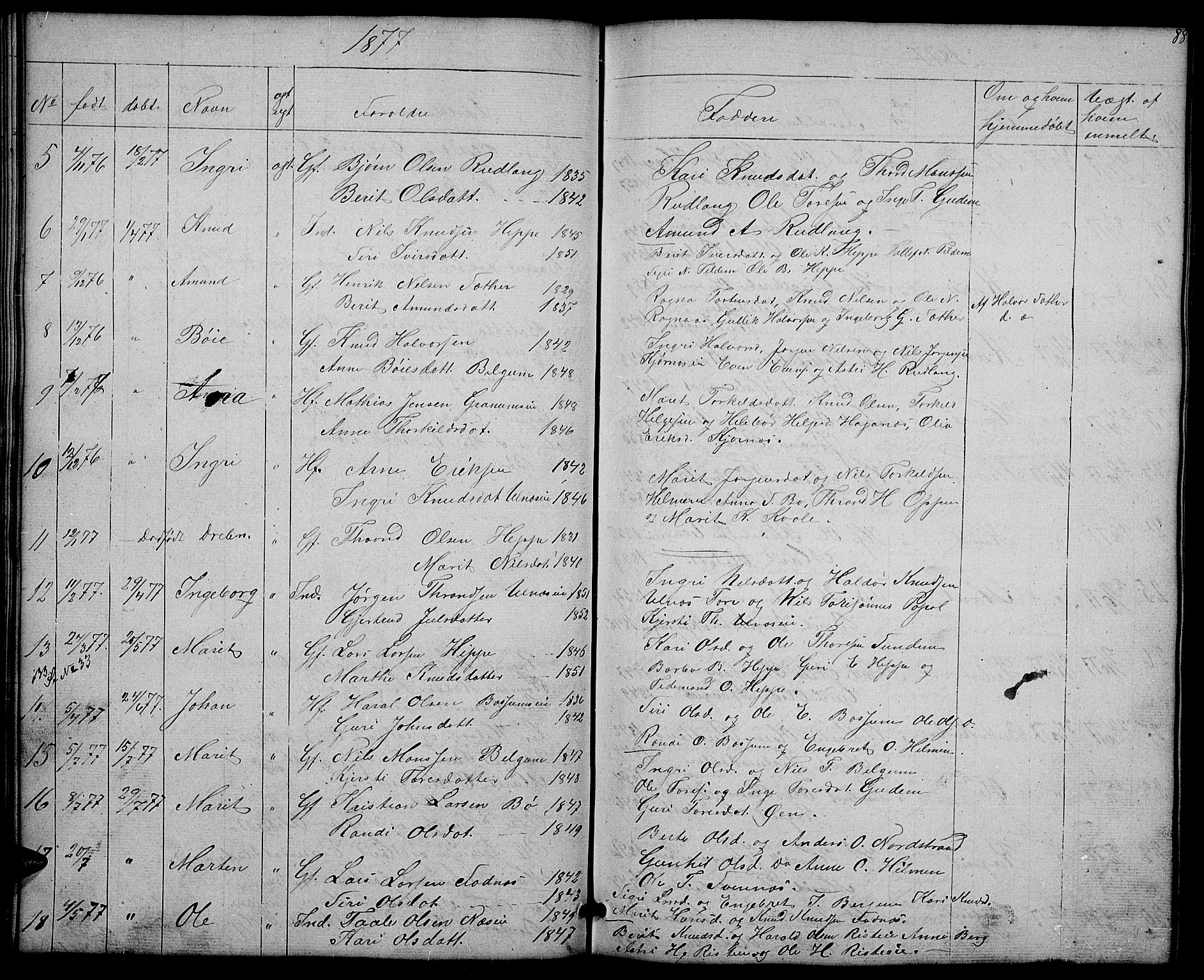 Nord-Aurdal prestekontor, SAH/PREST-132/H/Ha/Hab/L0004: Parish register (copy) no. 4, 1842-1882, p. 88