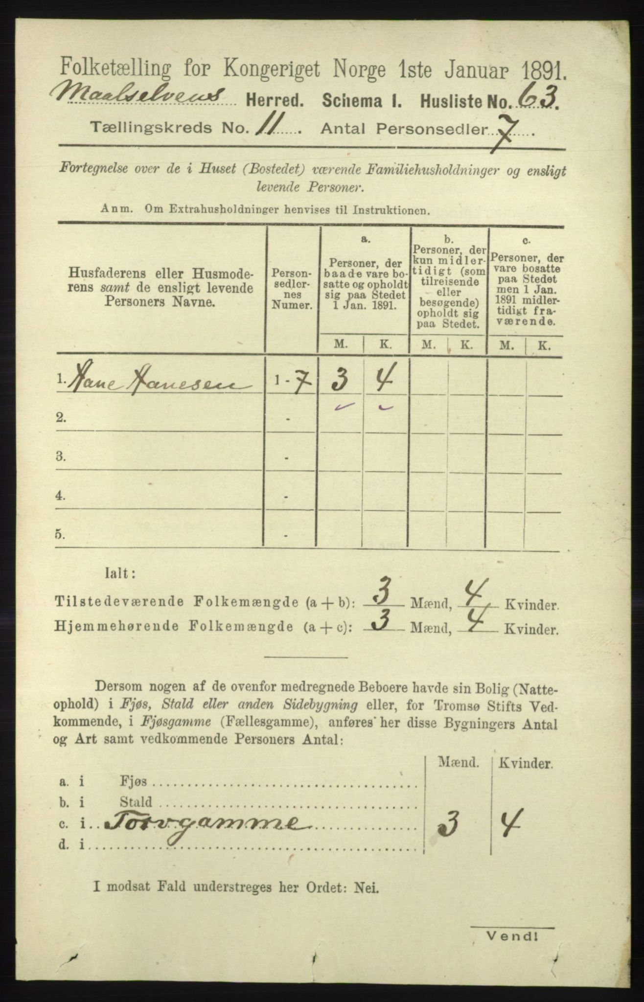 RA, 1891 census for 1924 Målselv, 1891, p. 3254