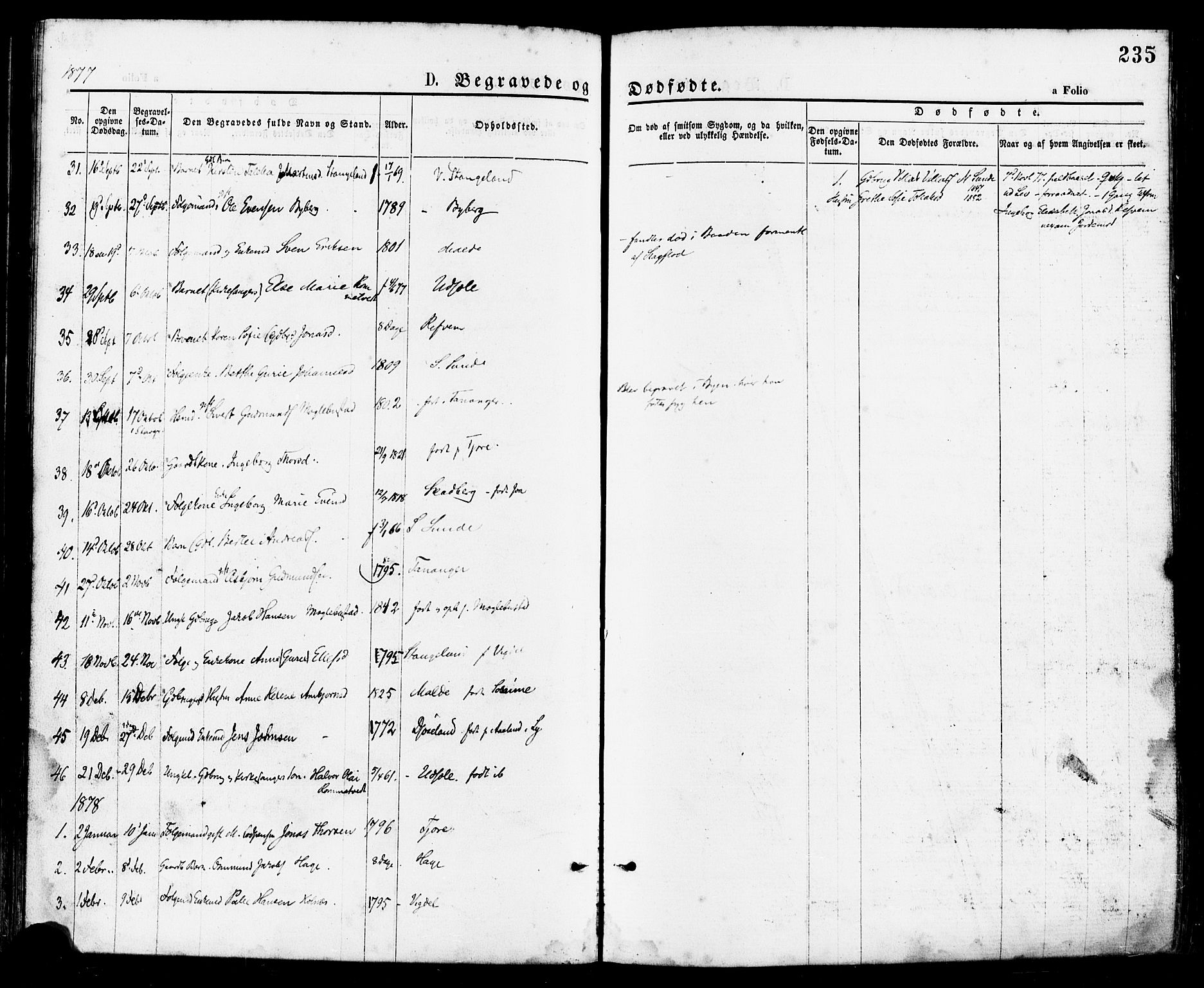 Håland sokneprestkontor, AV/SAST-A-101802/001/30BA/L0009: Parish register (official) no. A 8, 1871-1882, p. 235