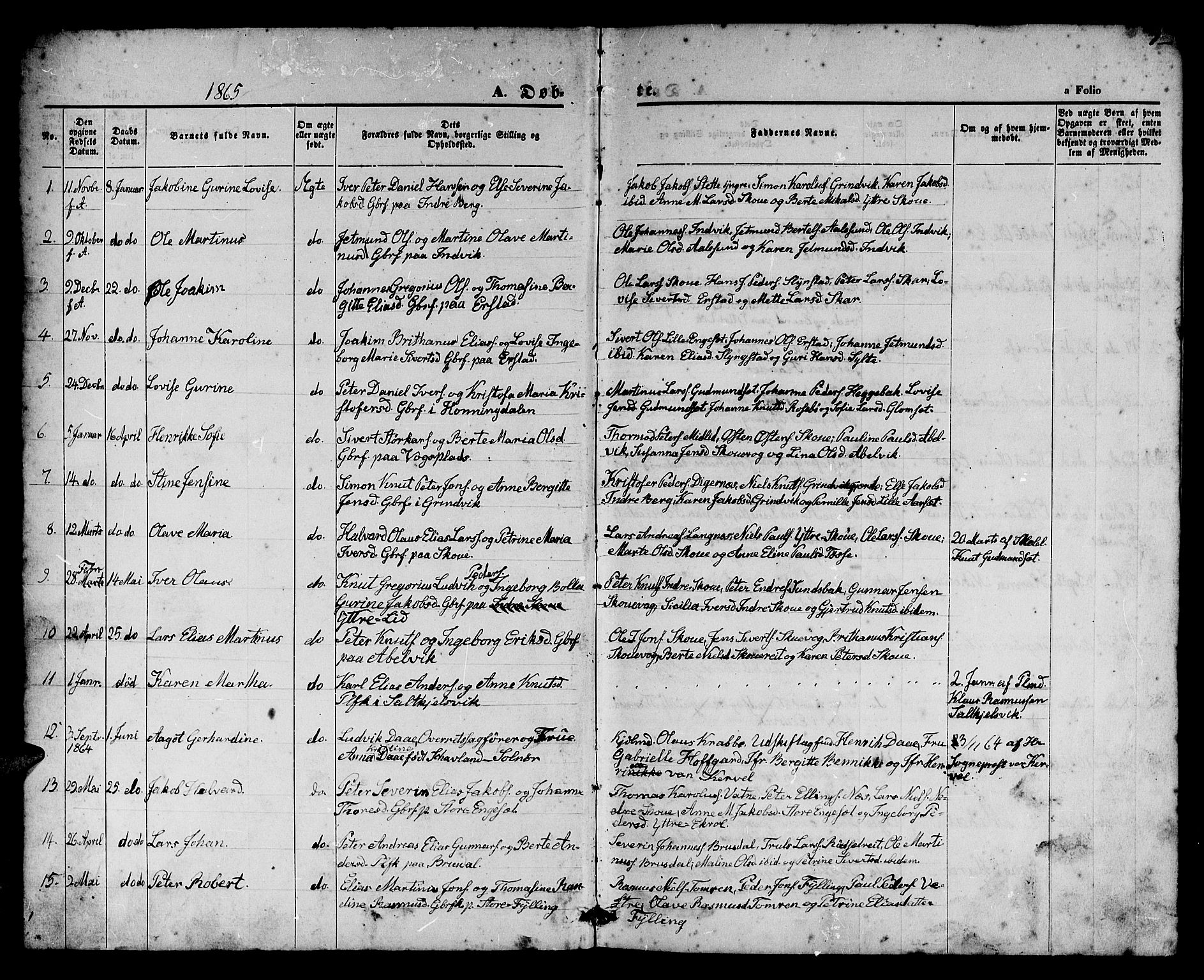 Ministerialprotokoller, klokkerbøker og fødselsregistre - Møre og Romsdal, AV/SAT-A-1454/524/L0364: Parish register (copy) no. 524C05, 1865-1879, p. 1