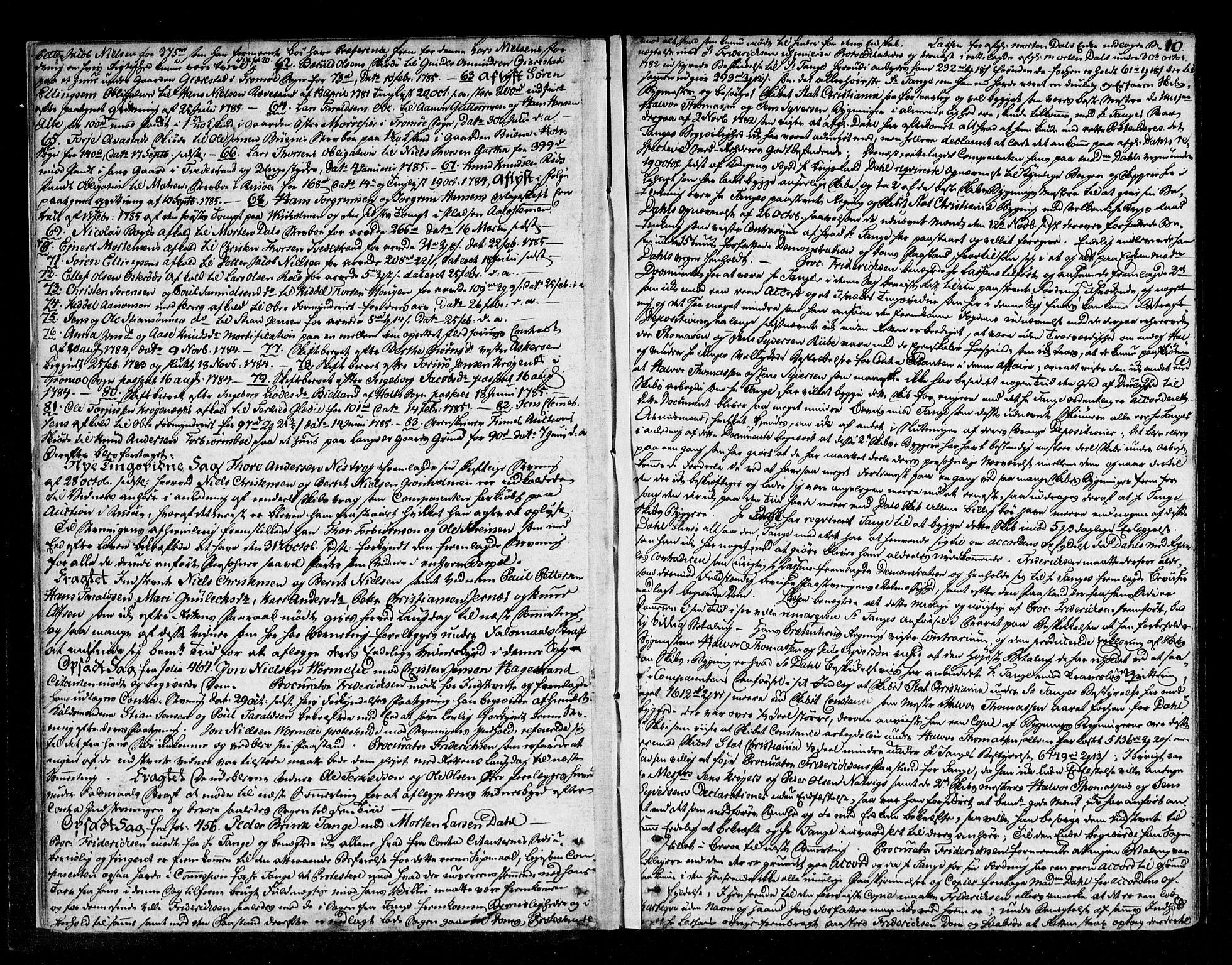 Nedenes sorenskriveri før 1824, AV/SAK-1221-0007/F/Fa/L0037: Tingbok med register nr 32, 1785-1787, p. 9b-10a