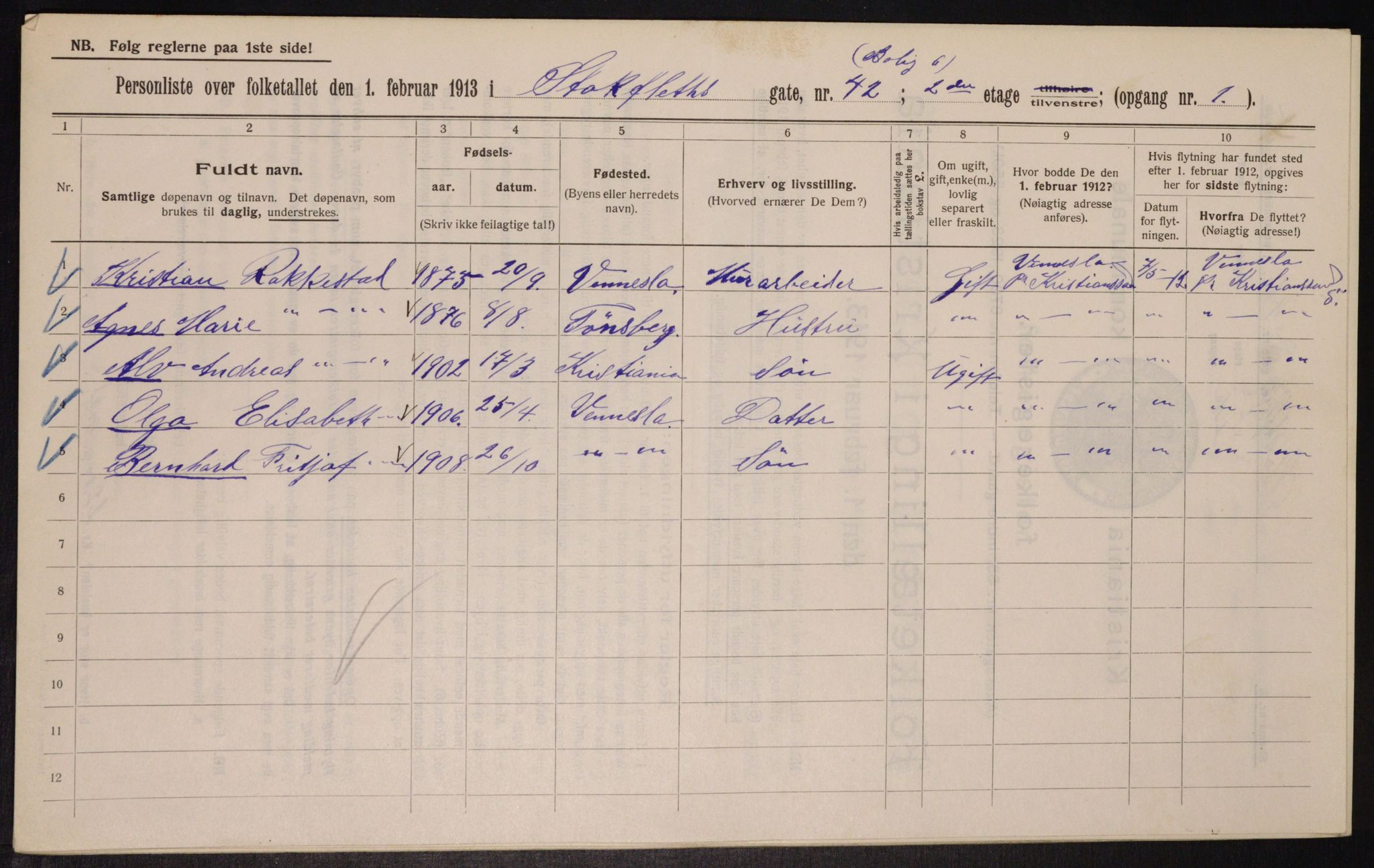 OBA, Municipal Census 1913 for Kristiania, 1913, p. 102355