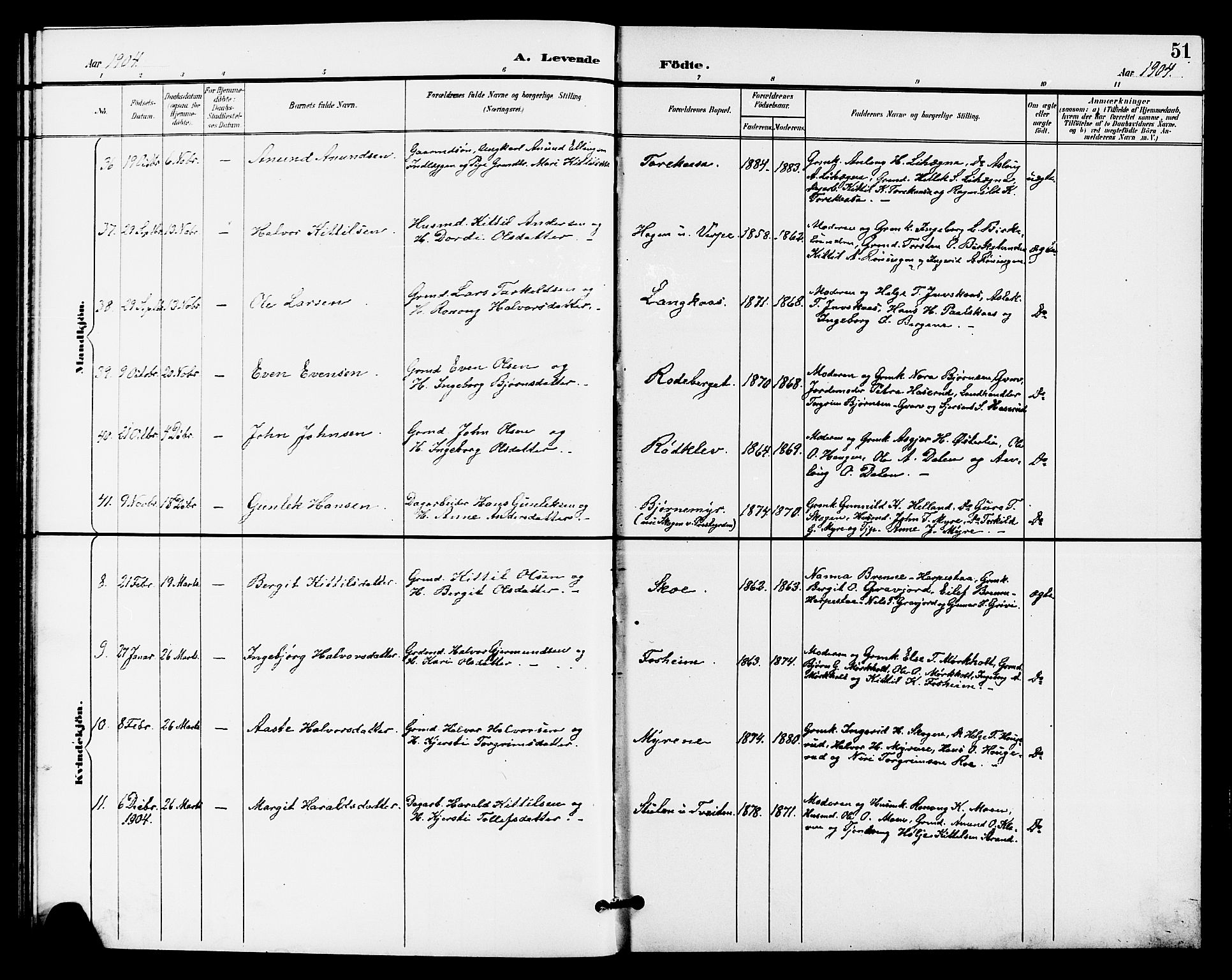 Bø kirkebøker, AV/SAKO-A-257/G/Ga/L0006: Parish register (copy) no. 6, 1898-1909, p. 51