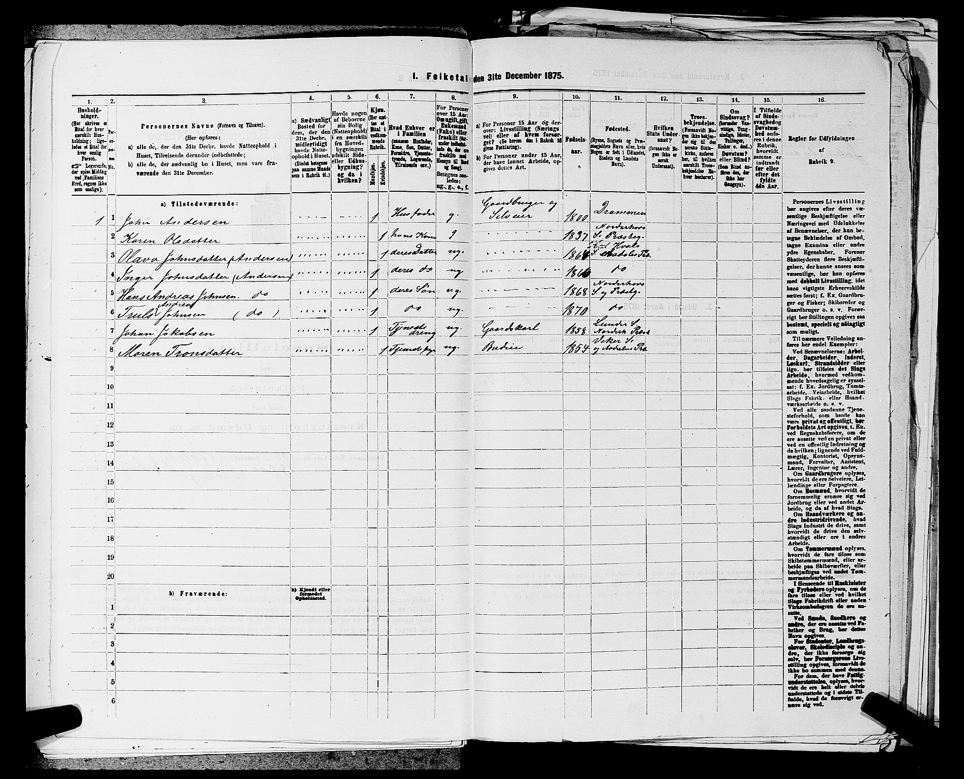 SAKO, 1875 census for 0613L Norderhov/Norderhov, Haug og Lunder, 1875, p. 1481