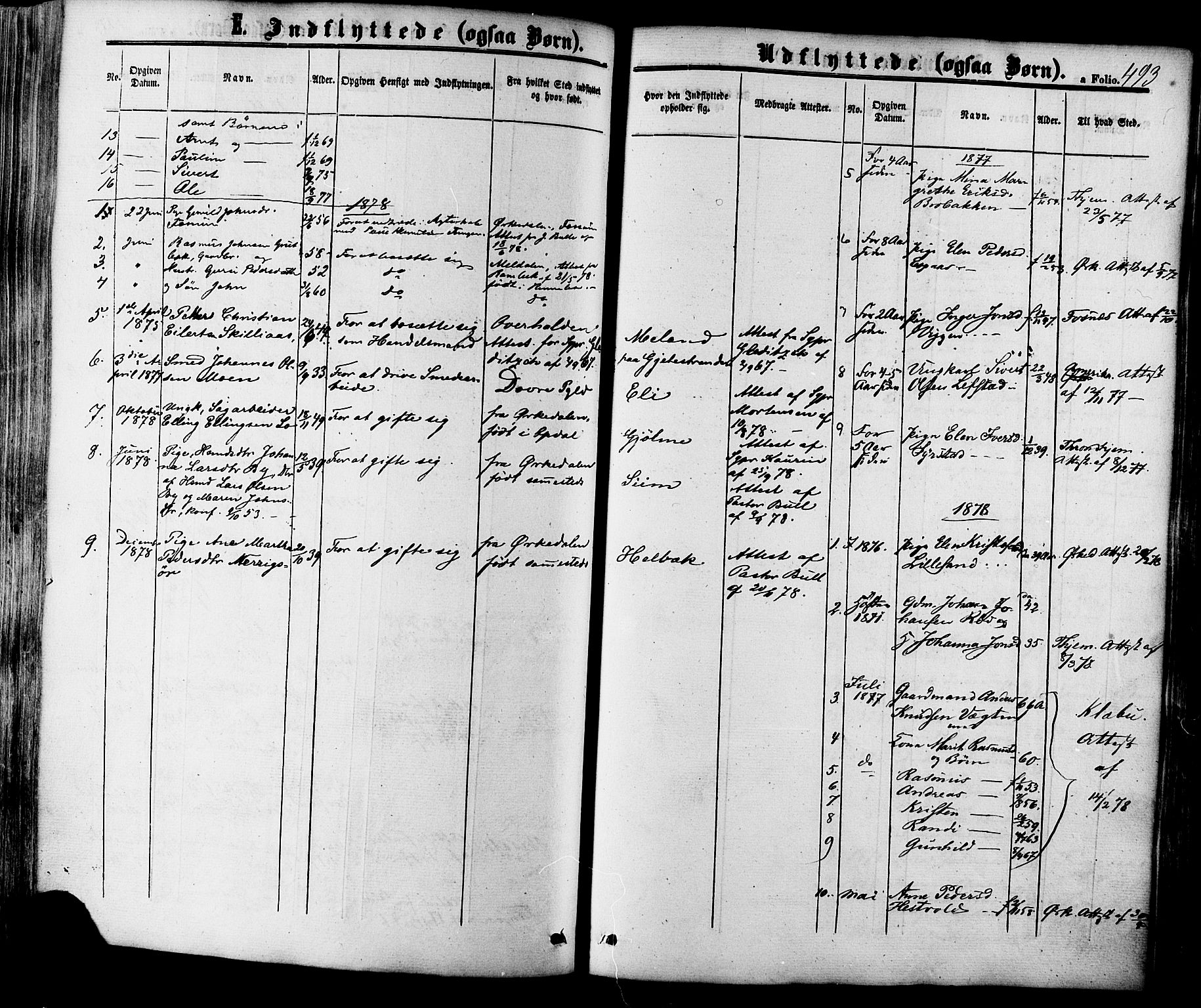 Ministerialprotokoller, klokkerbøker og fødselsregistre - Sør-Trøndelag, SAT/A-1456/665/L0772: Parish register (official) no. 665A07, 1856-1878, p. 493