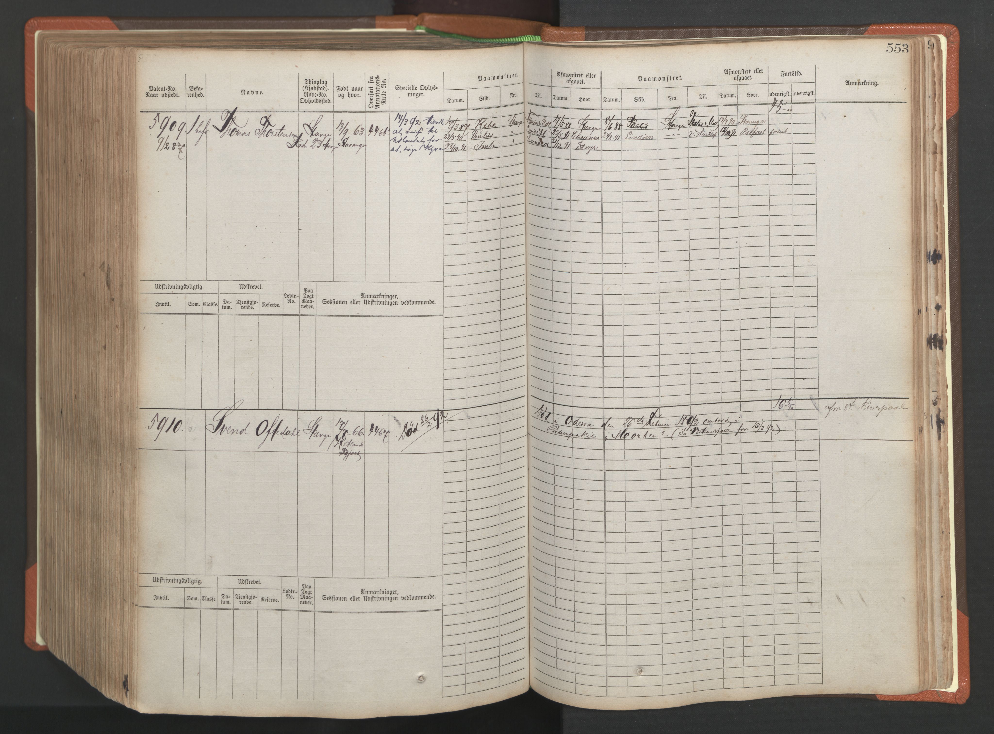 Stavanger sjømannskontor, AV/SAST-A-102006/F/Fb/Fbb/L0009: Sjøfartshovedrulle, patentnr. 4805-6006, 1879-1887, p. 559