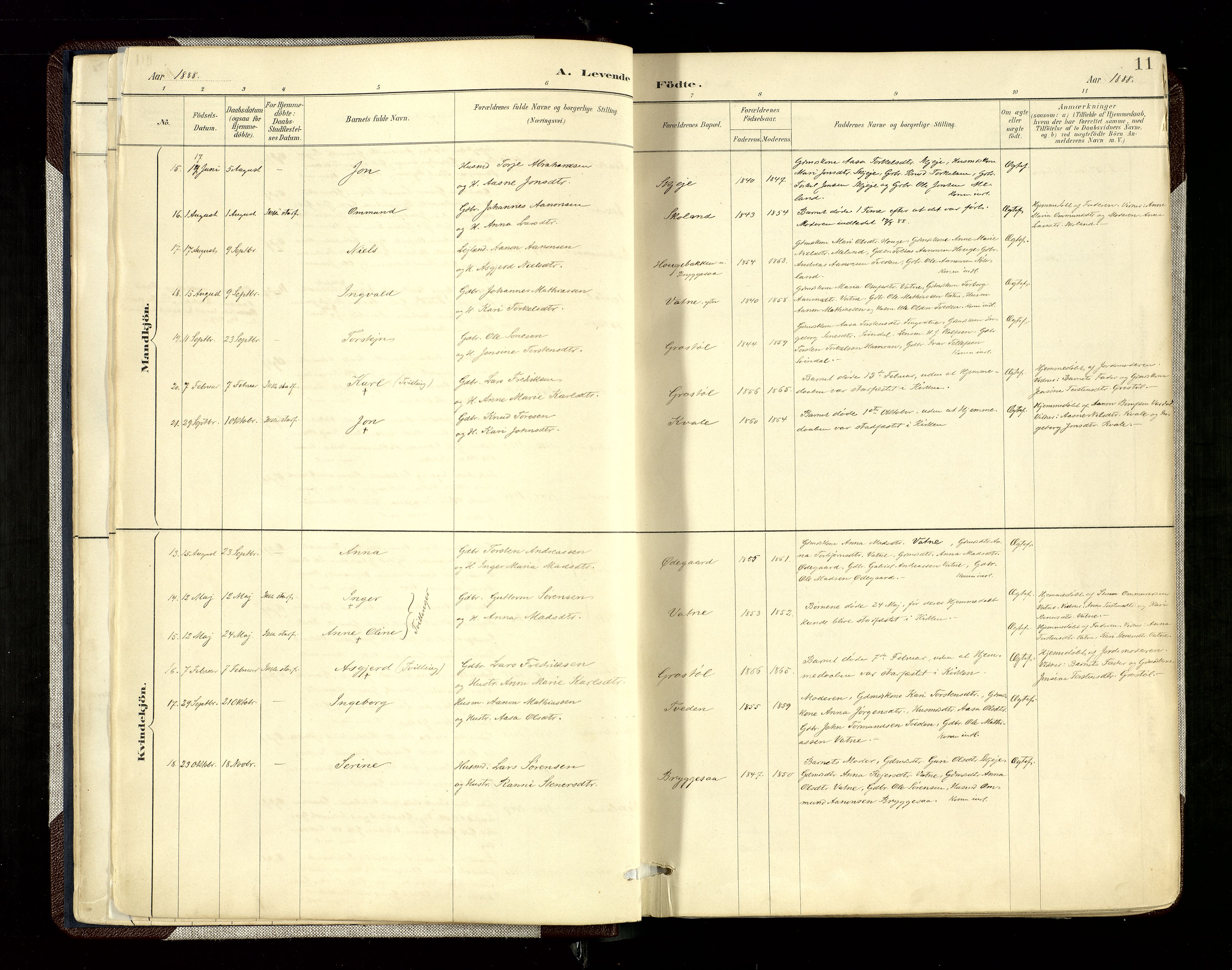 Hægebostad sokneprestkontor, SAK/1111-0024/F/Fa/Fab/L0004: Parish register (official) no. A 4, 1887-1929, p. 11