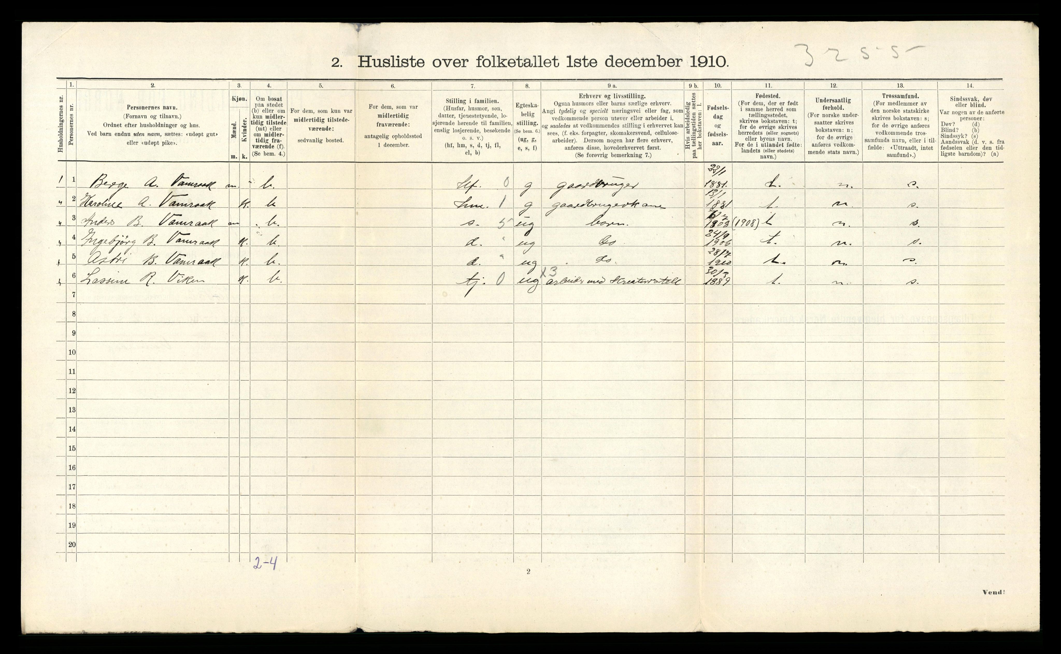 RA, 1910 census for Kyrkjebø, 1910, p. 102