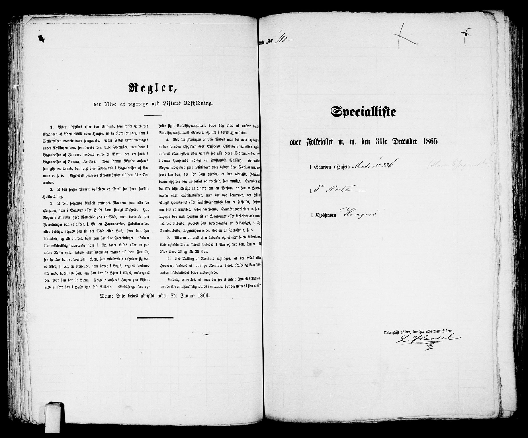 RA, 1865 census for Kragerø/Kragerø, 1865, p. 289