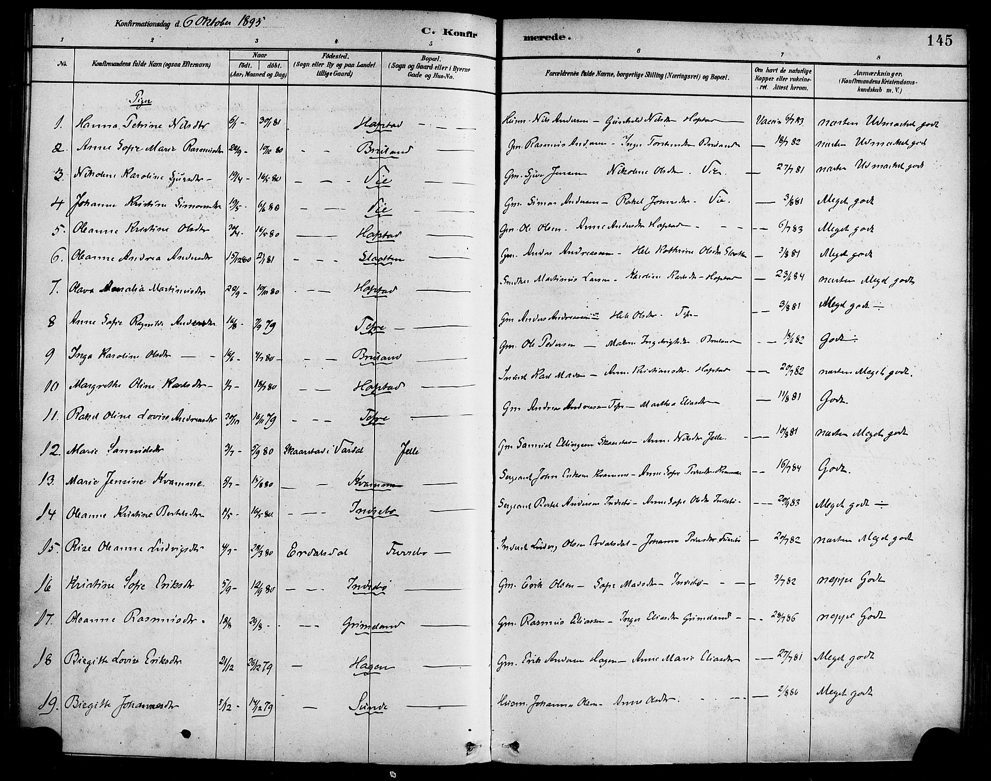 Førde sokneprestembete, SAB/A-79901/H/Haa/Haab/L0001: Parish register (official) no. B 1, 1880-1898, p. 145