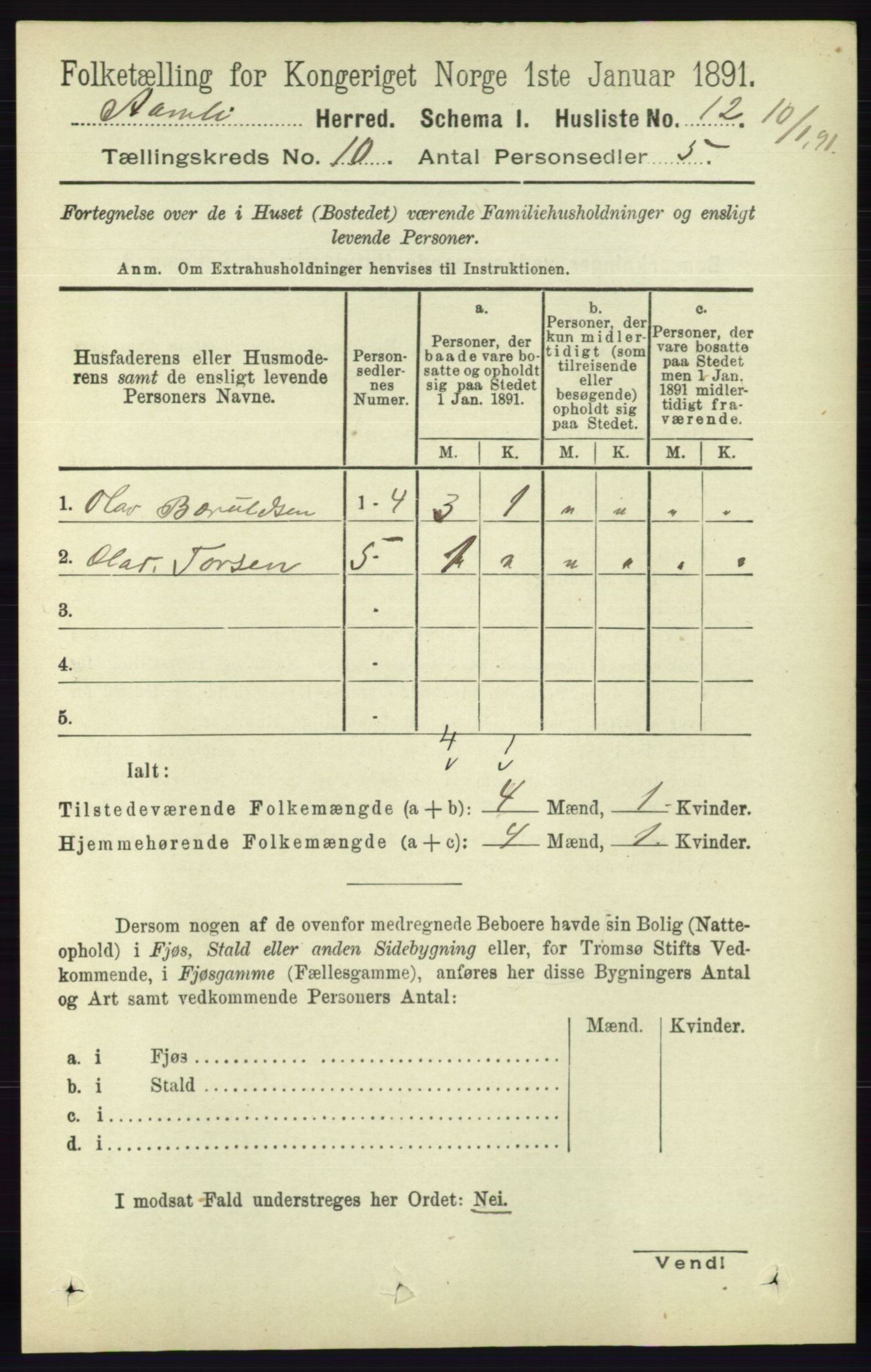 RA, 1891 census for 0929 Åmli, 1891, p. 1657