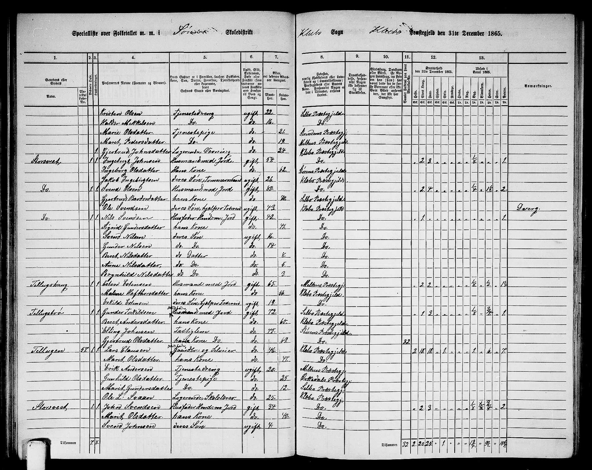 RA, 1865 census for Klæbu, 1865, p. 47