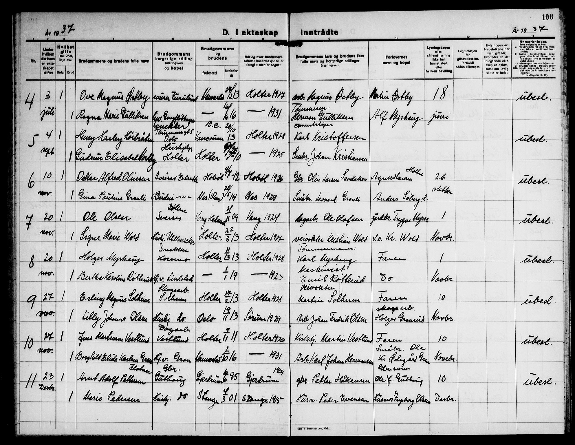 Nannestad prestekontor Kirkebøker, AV/SAO-A-10414a/G/Gb/L0003: Parish register (copy) no. II 3, 1929-1946, p. 106
