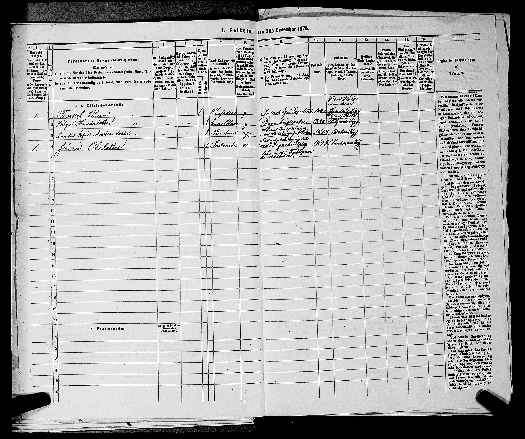 SAKO, 1875 census for 0715P Botne, 1875, p. 203