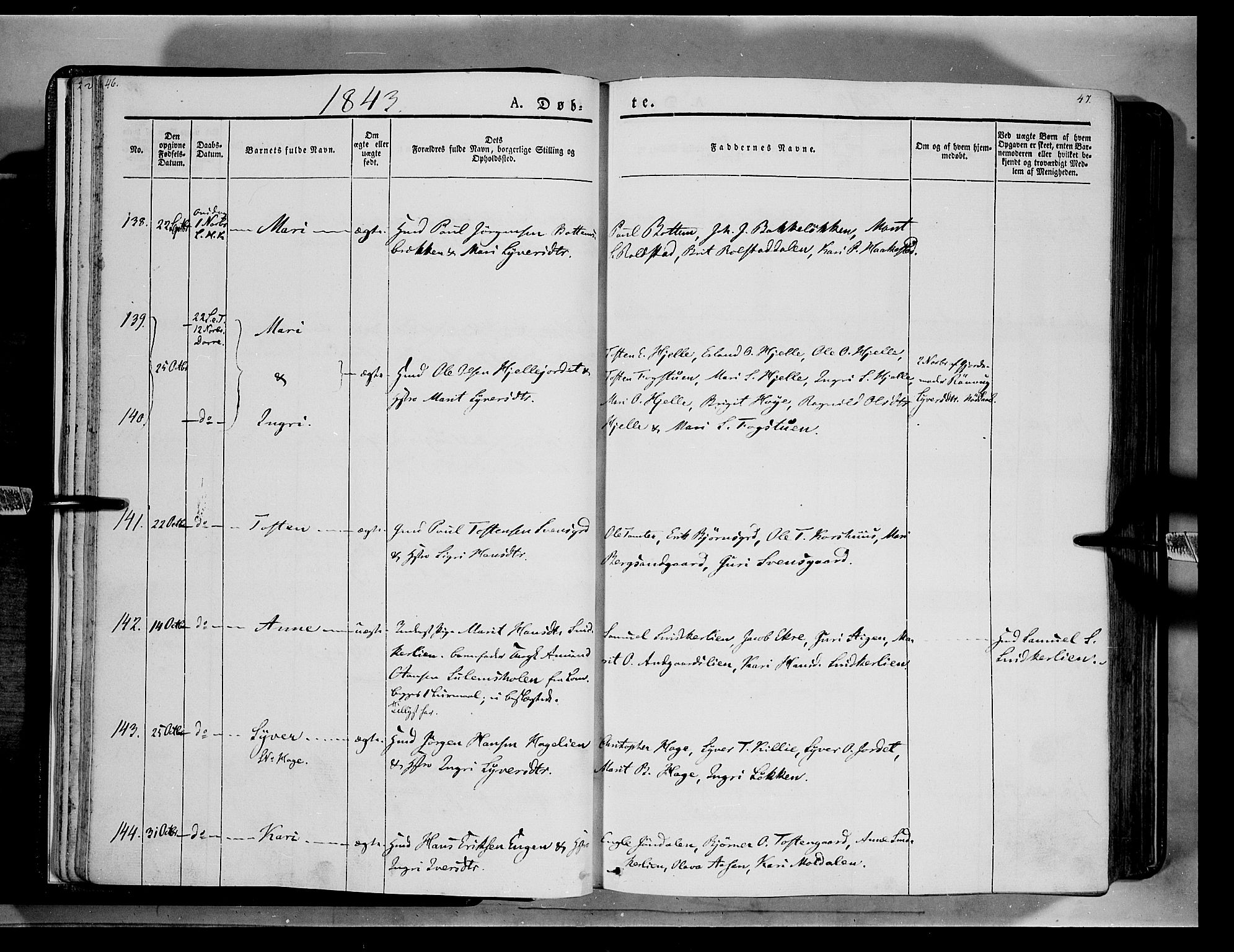 Lesja prestekontor, AV/SAH-PREST-068/H/Ha/Haa/L0006: Parish register (official) no. 6A, 1843-1854, p. 46-47