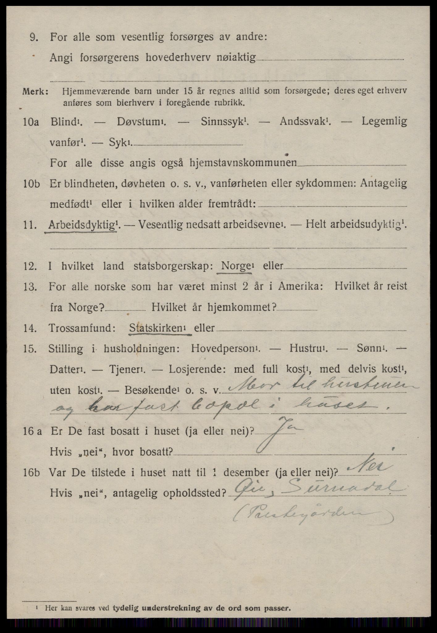 SAT, 1920 census for Surnadal, 1920, p. 3802