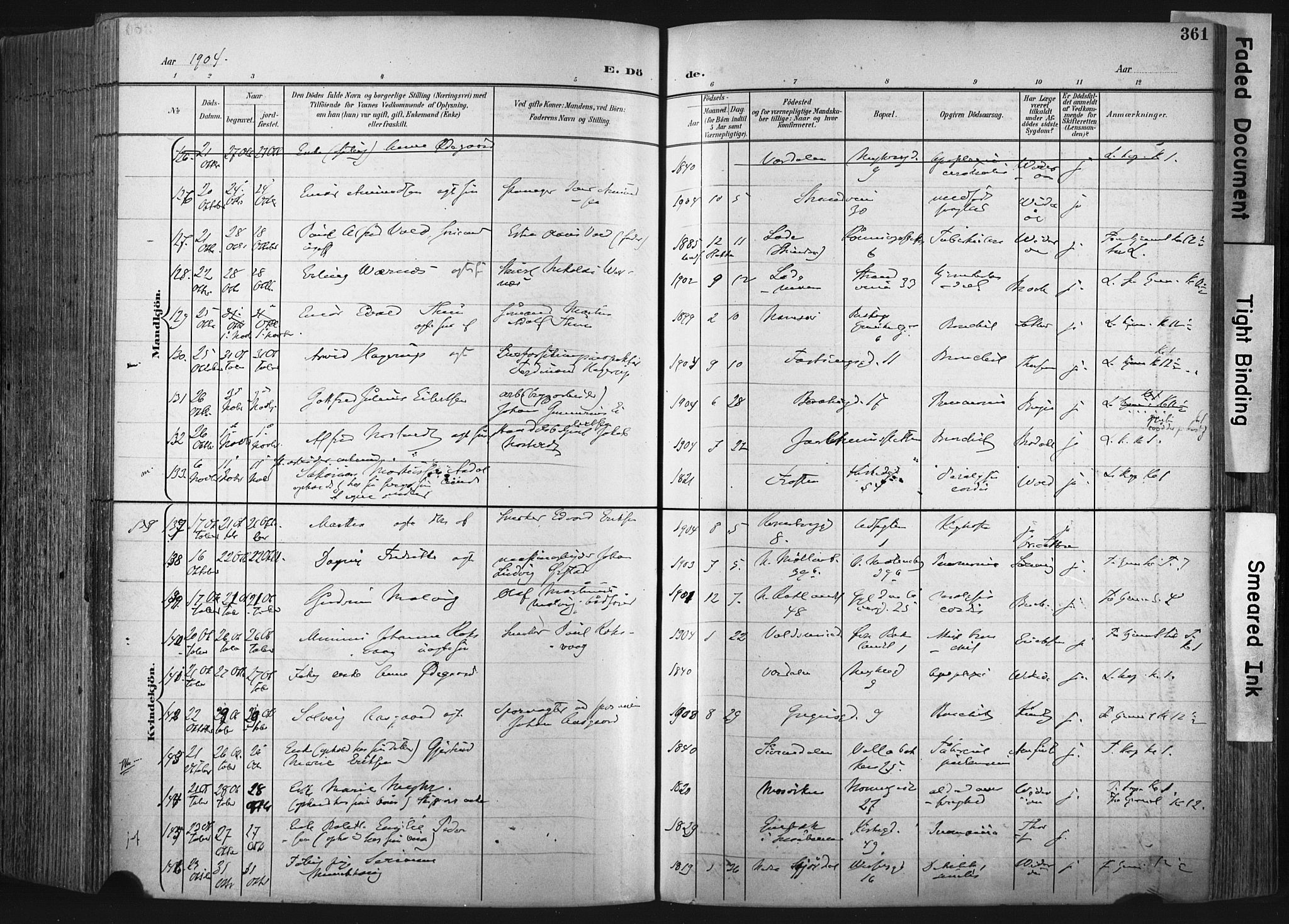 Ministerialprotokoller, klokkerbøker og fødselsregistre - Sør-Trøndelag, SAT/A-1456/604/L0201: Parish register (official) no. 604A21, 1901-1911, p. 361