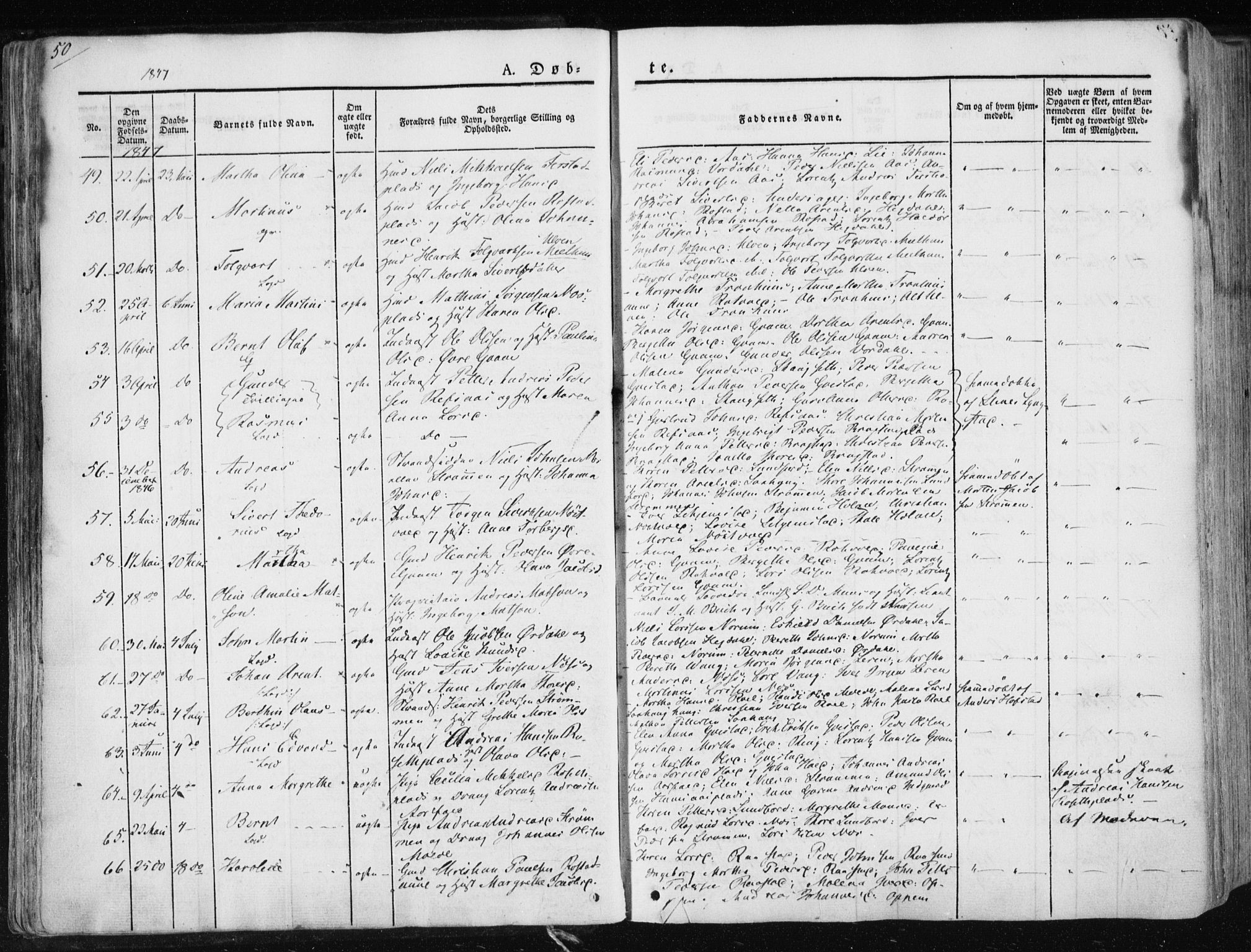 Ministerialprotokoller, klokkerbøker og fødselsregistre - Nord-Trøndelag, AV/SAT-A-1458/730/L0280: Parish register (official) no. 730A07 /1, 1840-1854, p. 50