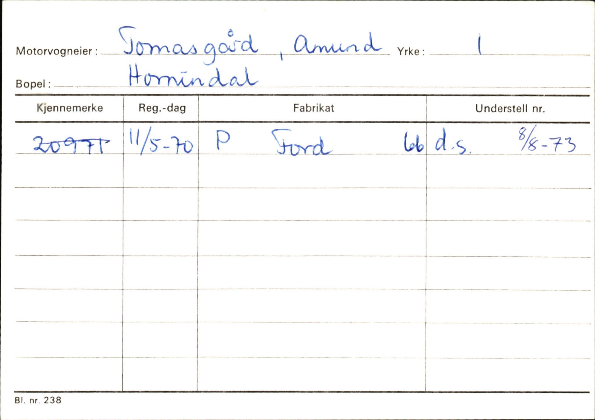 Statens vegvesen, Sogn og Fjordane vegkontor, AV/SAB-A-5301/4/F/L0131: Eigarregister Høyanger P-Å. Stryn S-Å, 1945-1975, p. 1960