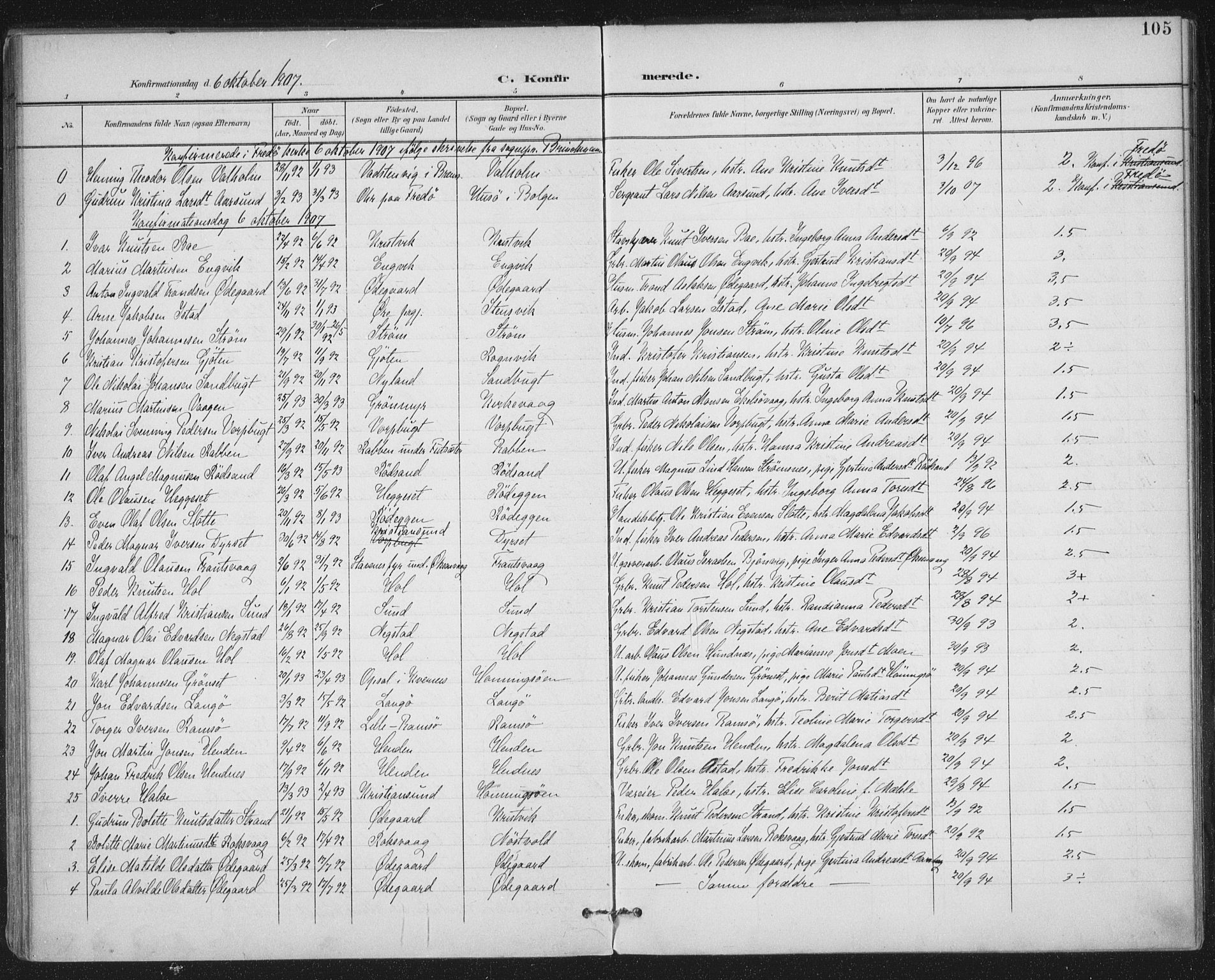 Ministerialprotokoller, klokkerbøker og fødselsregistre - Møre og Romsdal, SAT/A-1454/569/L0820: Parish register (official) no. 569A06, 1900-1911, p. 105