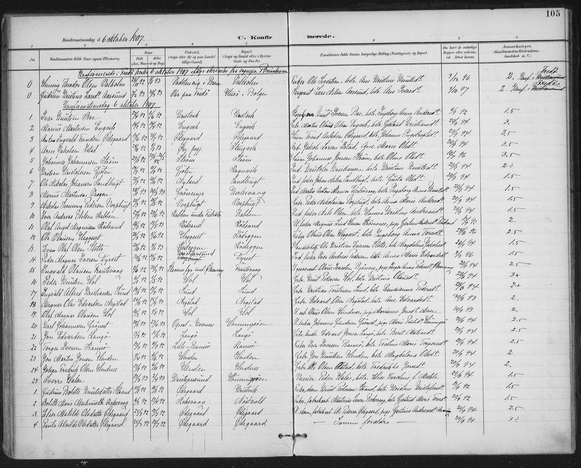 Ministerialprotokoller, klokkerbøker og fødselsregistre - Møre og Romsdal, AV/SAT-A-1454/569/L0820: Parish register (official) no. 569A06, 1900-1911, p. 105