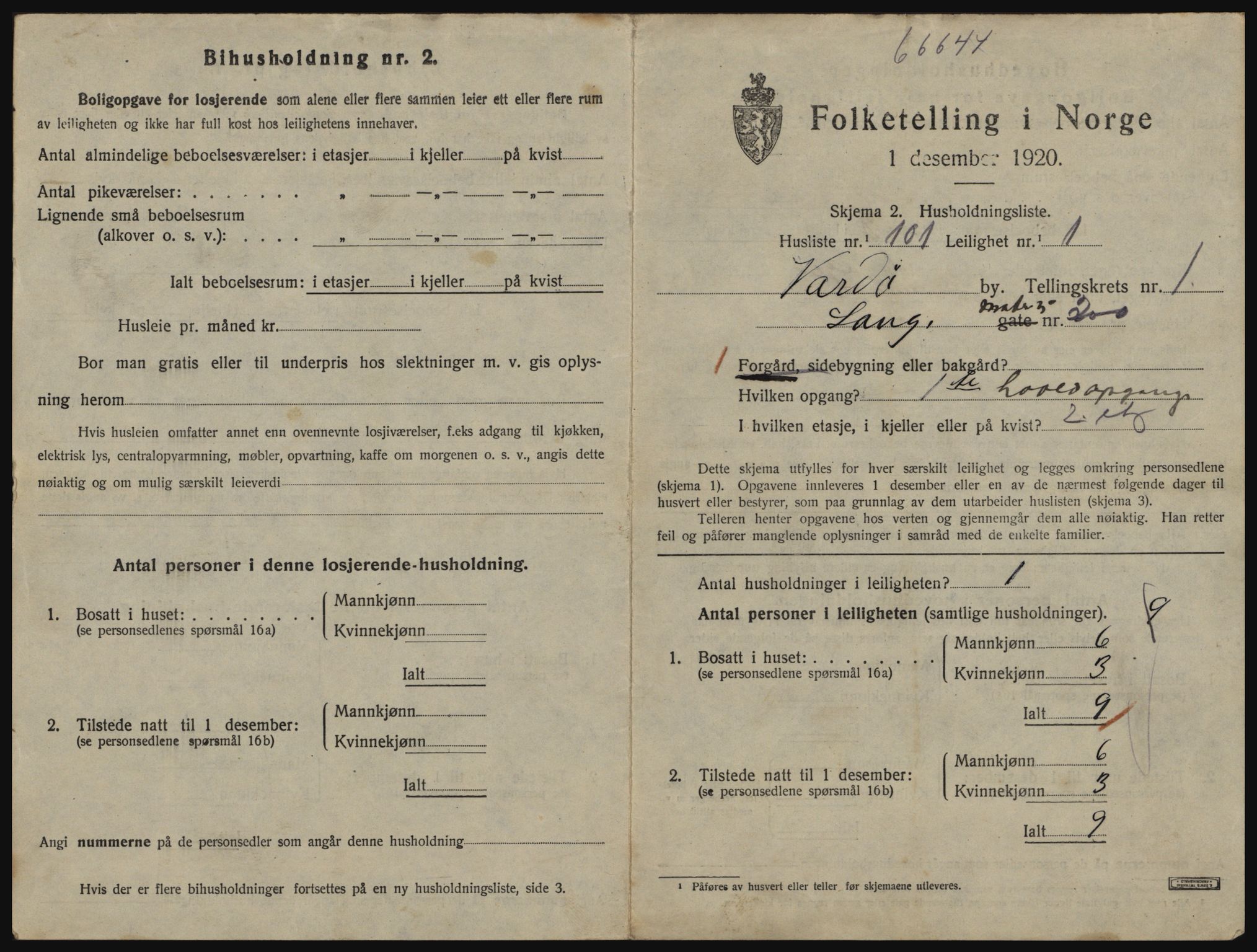 SATØ, 1920 census for Vardø, 1920, p. 1345