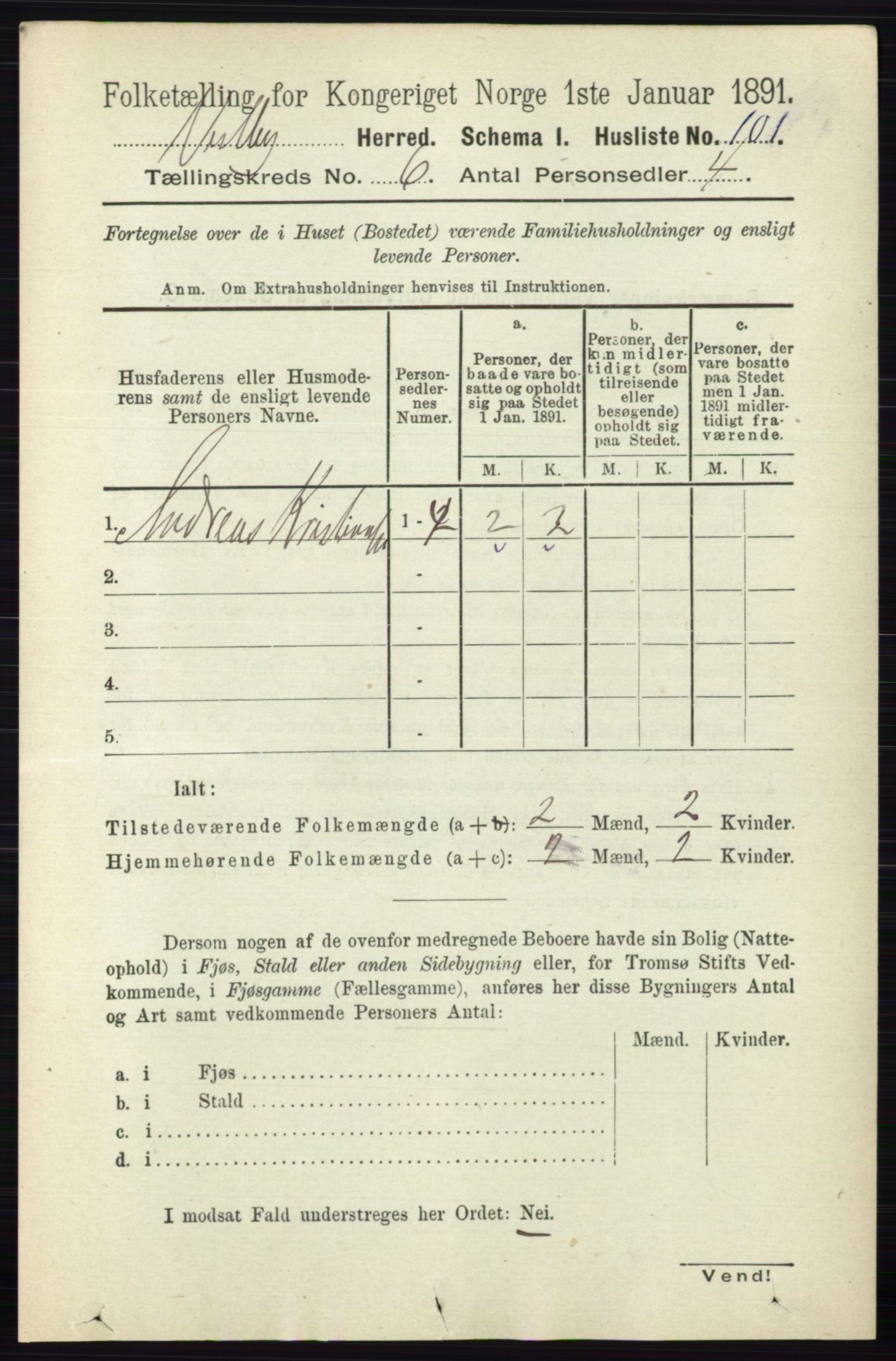 RA, 1891 census for 0211 Vestby, 1891, p. 2904