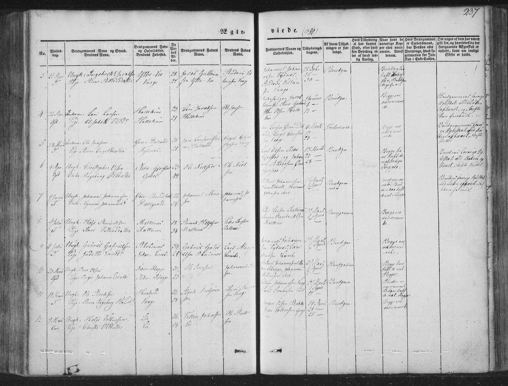 Tysnes sokneprestembete, AV/SAB-A-78601/H/Haa: Parish register (official) no. A 10, 1848-1859, p. 237