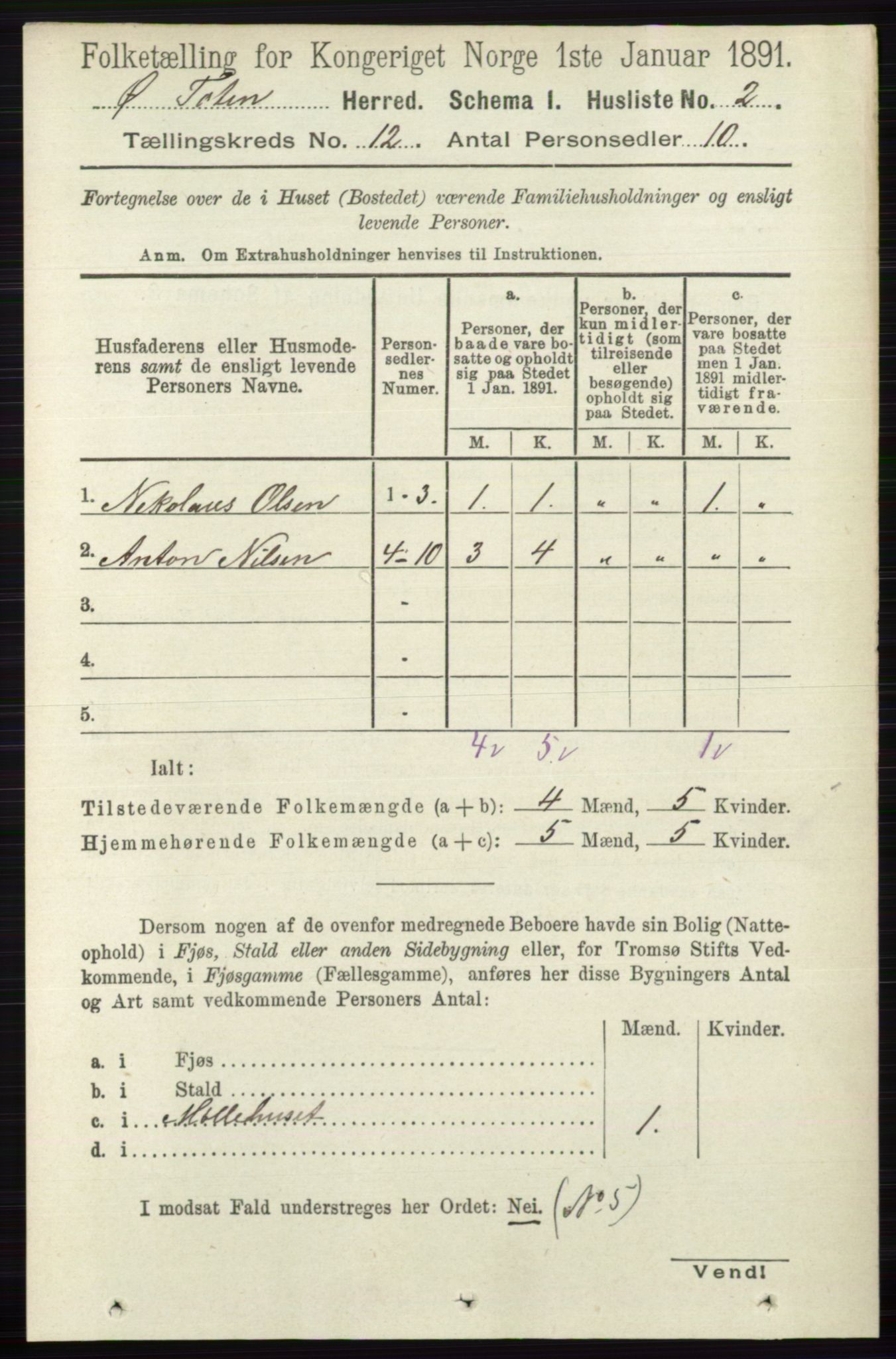 RA, 1891 census for 0528 Østre Toten, 1891, p. 7653