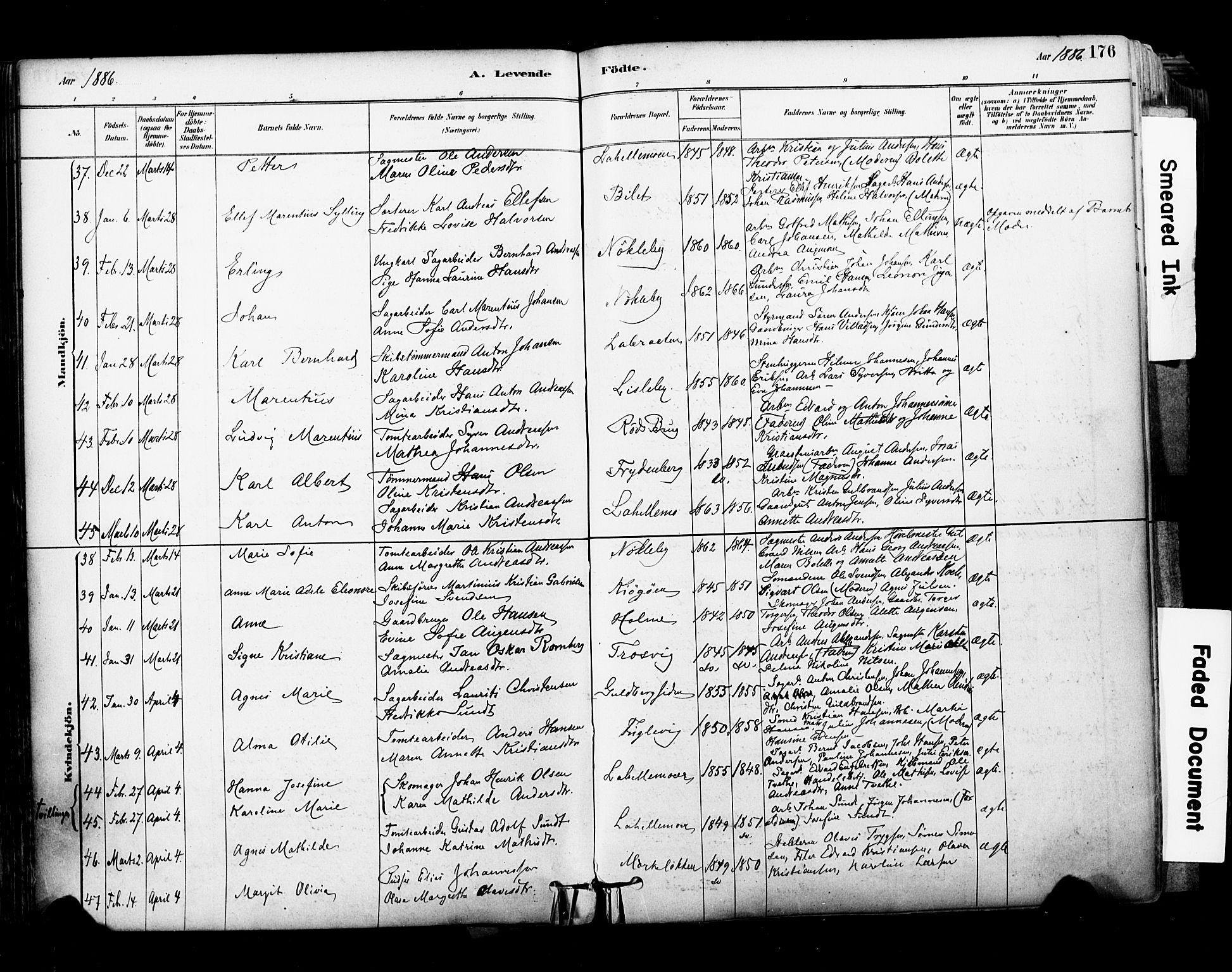 Glemmen prestekontor Kirkebøker, SAO/A-10908/F/Fa/L0011: Parish register (official) no. 11, 1878-1917, p. 176
