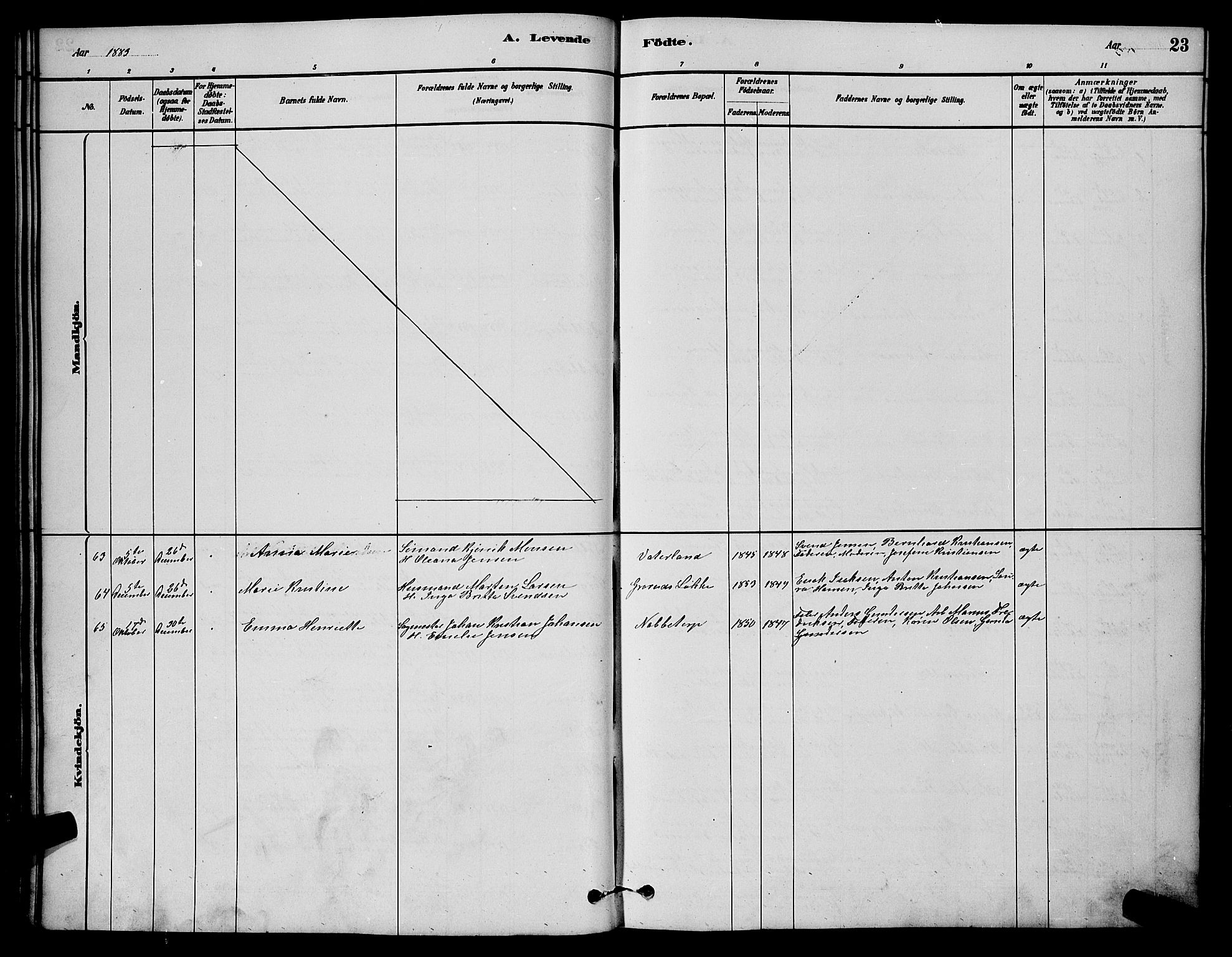 Østre Fredrikstad prestekontor Kirkebøker, SAO/A-10907/G/Ga/L0001: Parish register (copy) no. 1, 1880-1899, p. 23