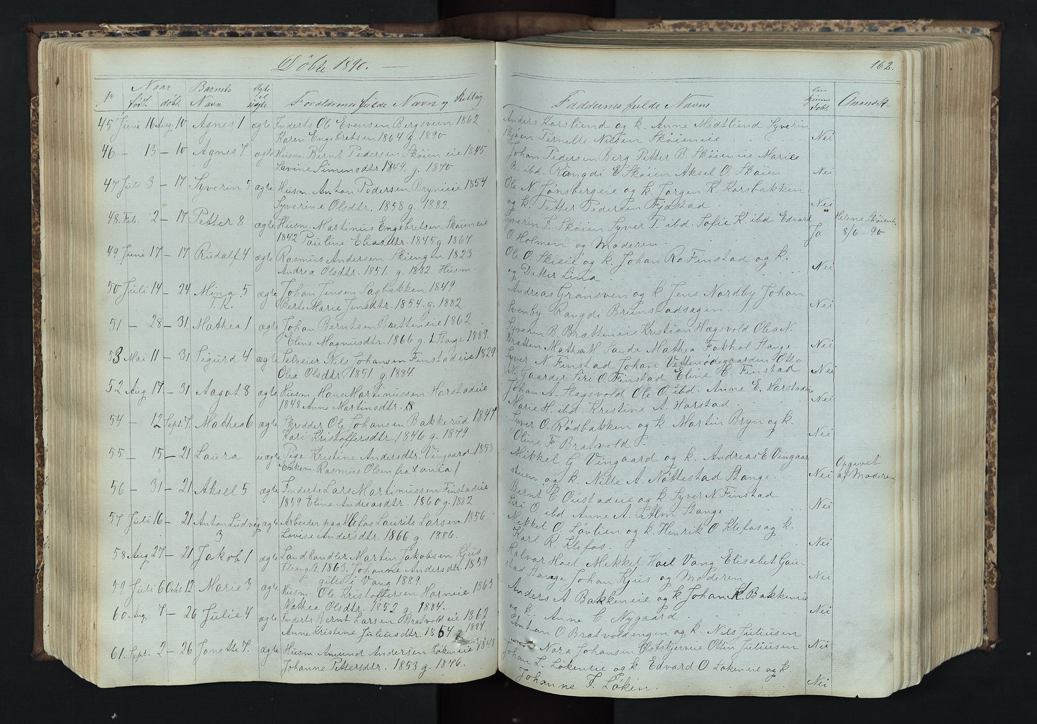 Romedal prestekontor, SAH/PREST-004/L/L0011: Parish register (copy) no. 11, 1867-1895, p. 162