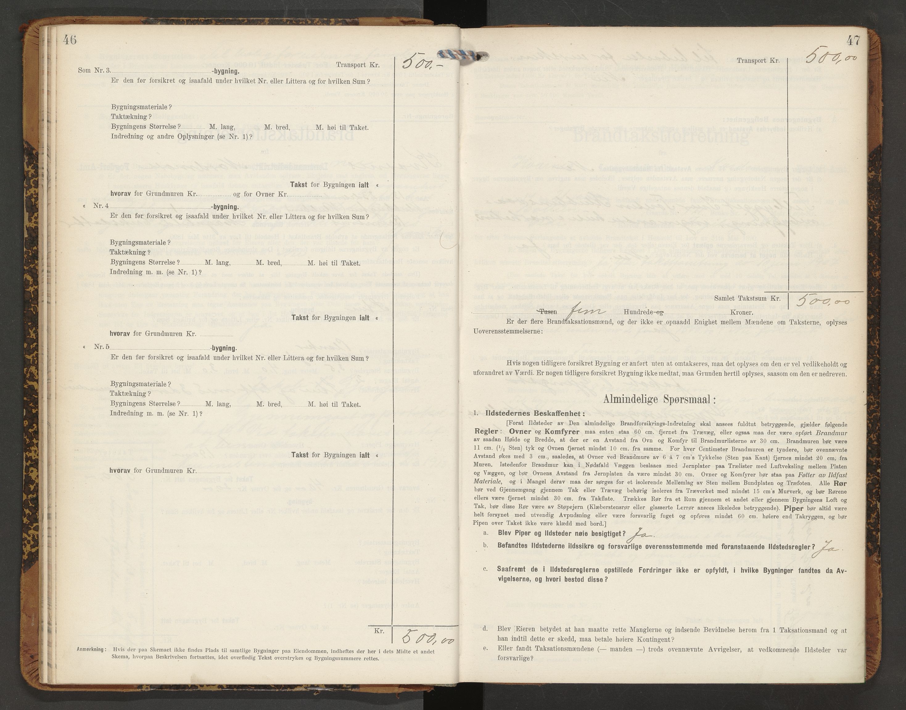 Norges Brannkasse Averøy og Frei, AV/SAT-A-5505/Fb/L0003: Branntakstprotokoll, 1910-1926, p. 46-47