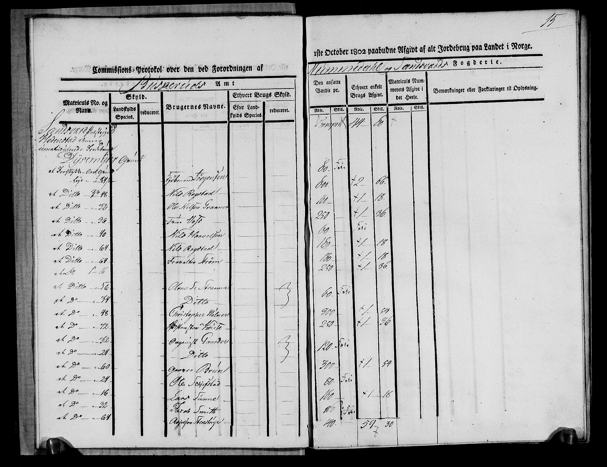 Rentekammeret inntil 1814, Realistisk ordnet avdeling, AV/RA-EA-4070/N/Ne/Nea/L0052: Numedal og Sandsvær fogderi. Kommisjonsprotokoll over umatrikulerte jordbruk i Hedenstad anneks, 1803, p. 17