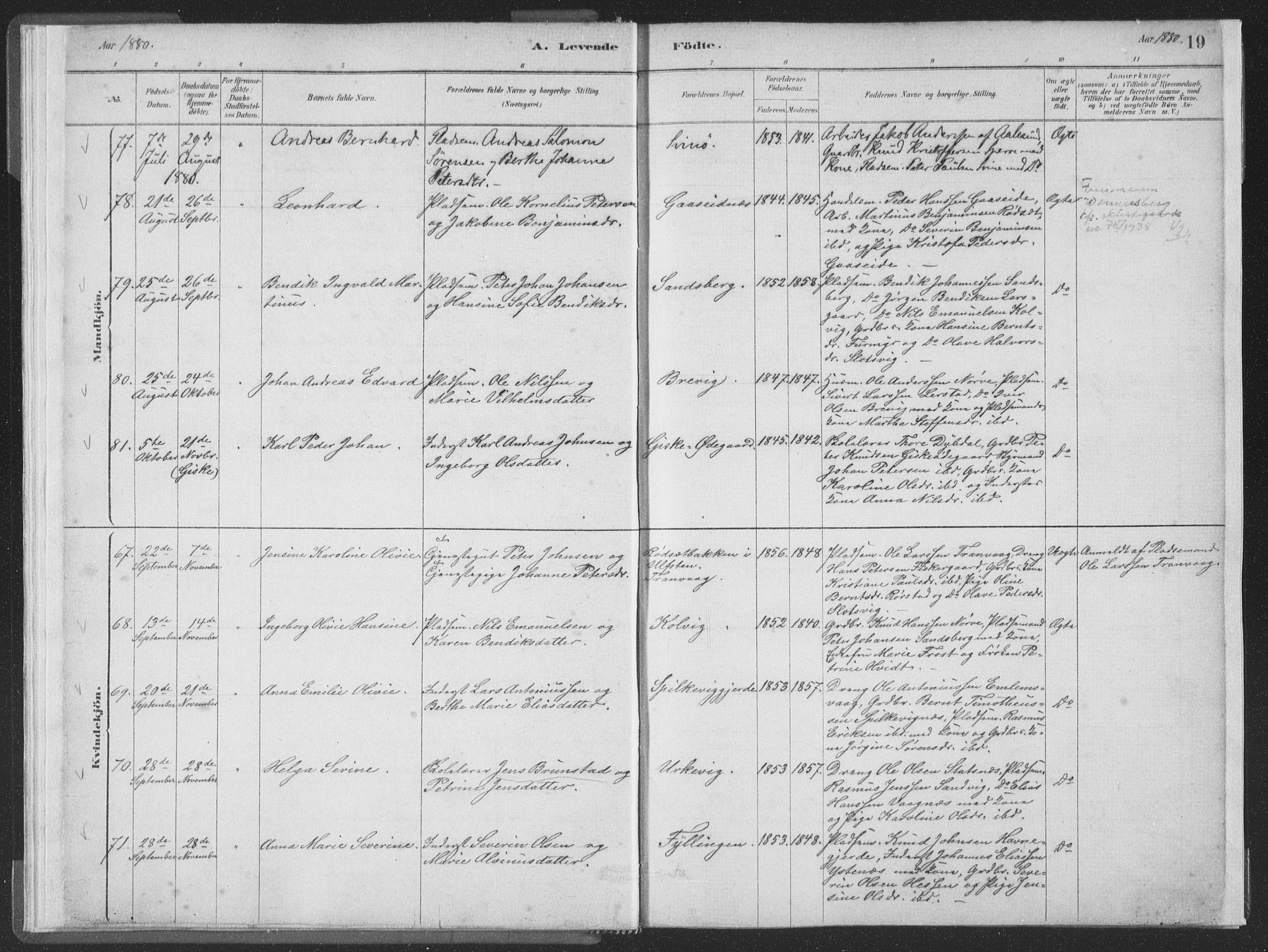 Ministerialprotokoller, klokkerbøker og fødselsregistre - Møre og Romsdal, SAT/A-1454/528/L0401: Parish register (official) no. 528A12I, 1880-1920, p. 19