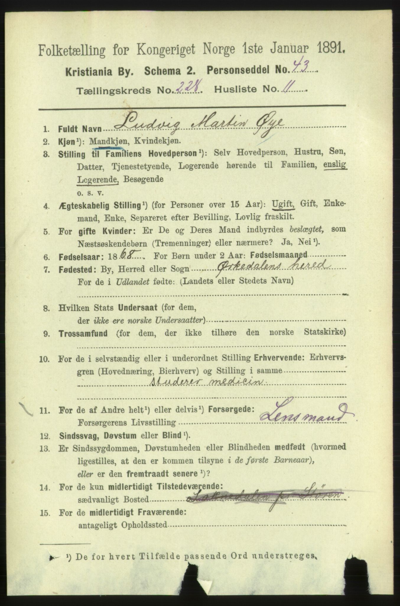 RA, 1891 census for 0301 Kristiania, 1891, p. 139714