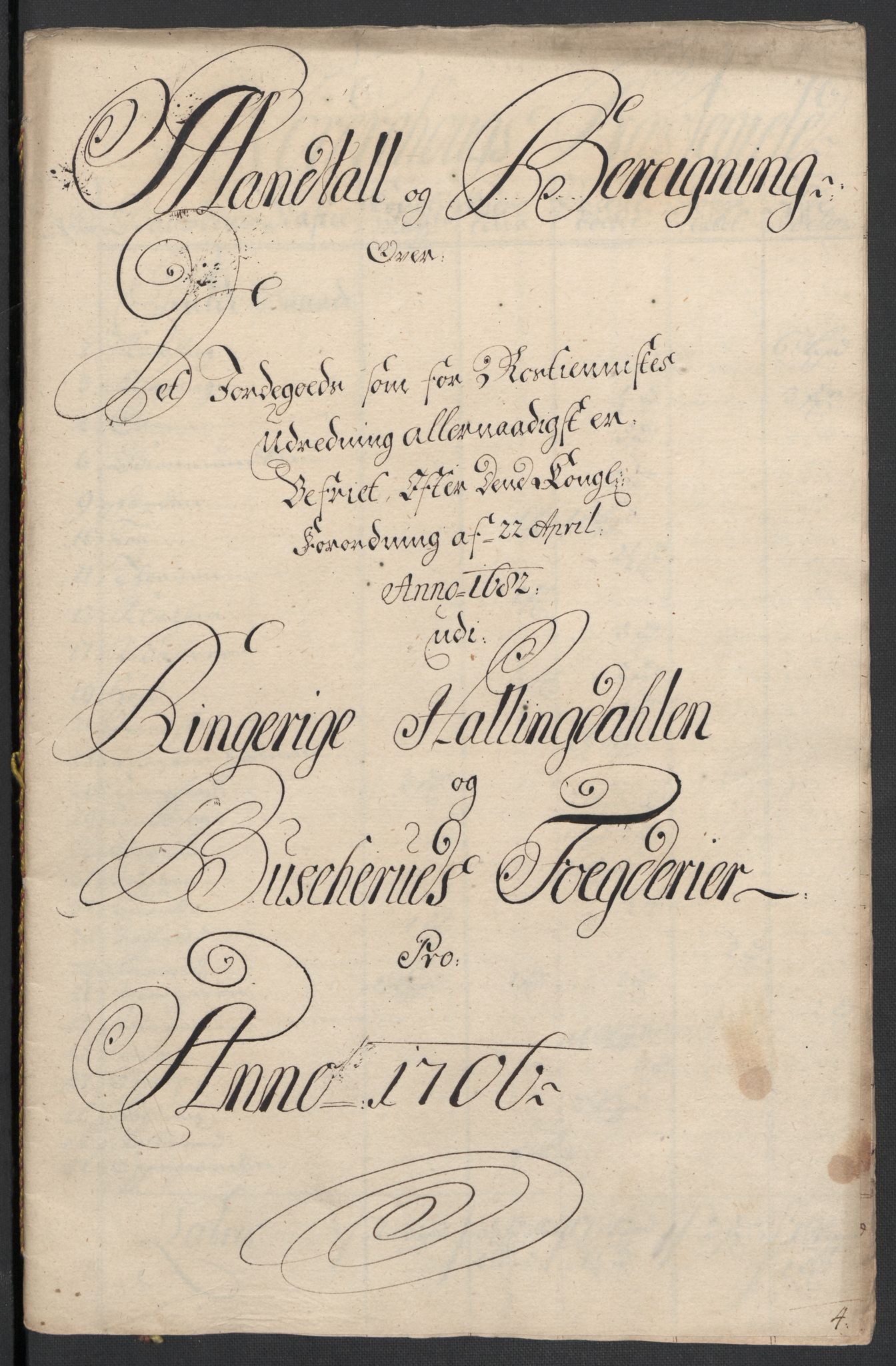 Rentekammeret inntil 1814, Reviderte regnskaper, Fogderegnskap, RA/EA-4092/R22/L1465: Fogderegnskap Ringerike, Hallingdal og Buskerud, 1706, p. 291