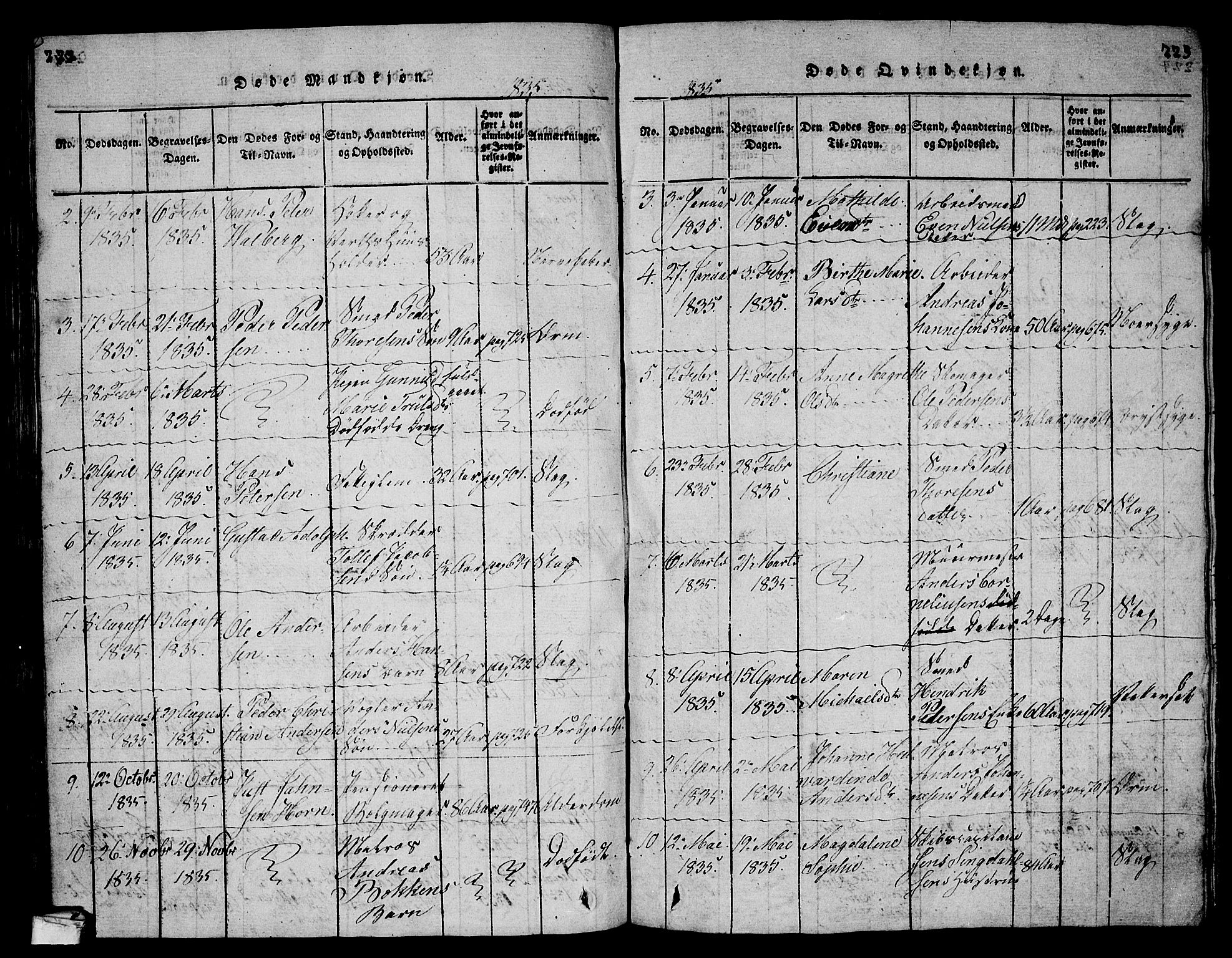 Larvik kirkebøker, AV/SAKO-A-352/G/Gb/L0001: Parish register (copy) no. II 1, 1818-1843, p. 222-223