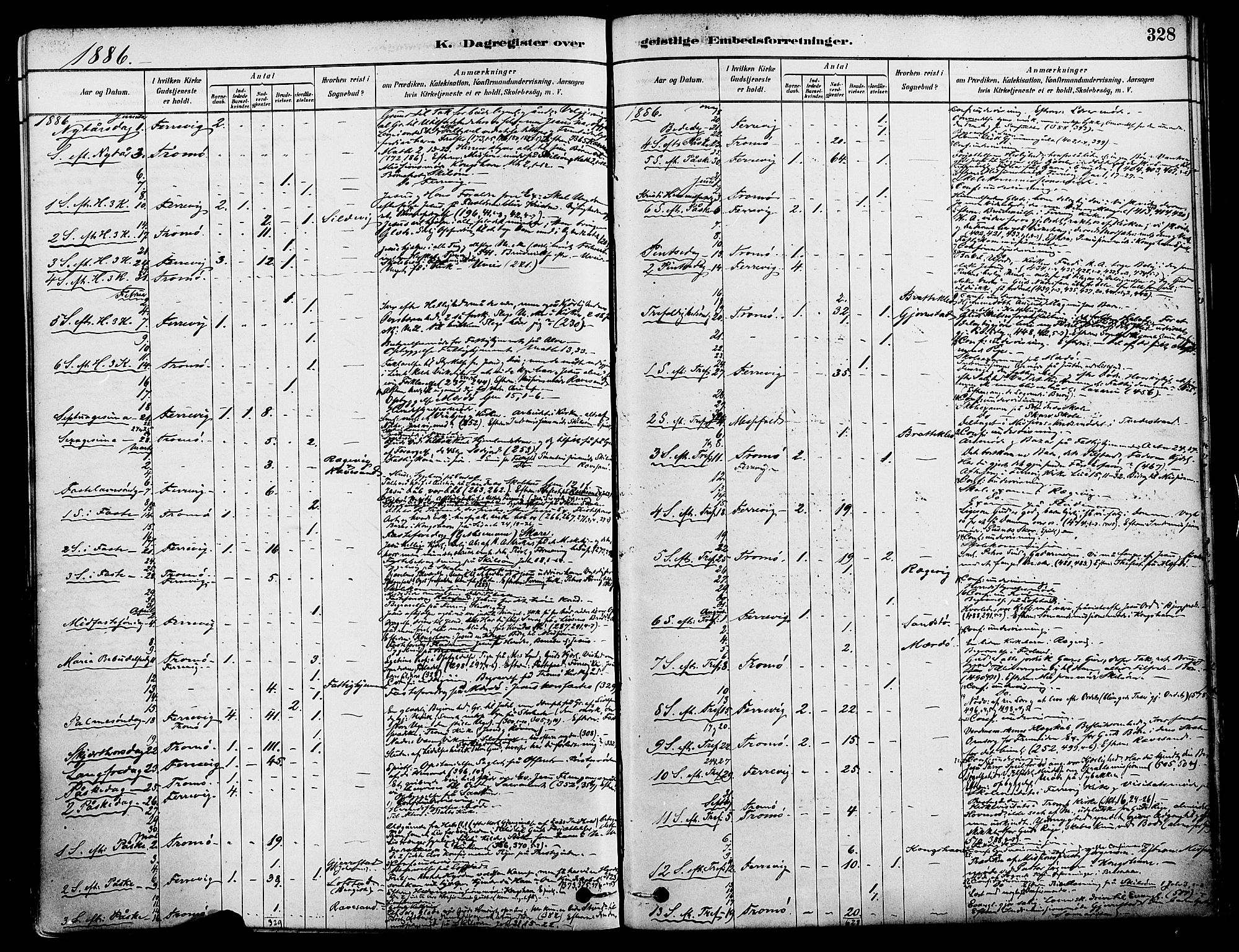 Tromøy sokneprestkontor, AV/SAK-1111-0041/F/Fa/L0009: Parish register (official) no. A 9, 1878-1896, p. 328