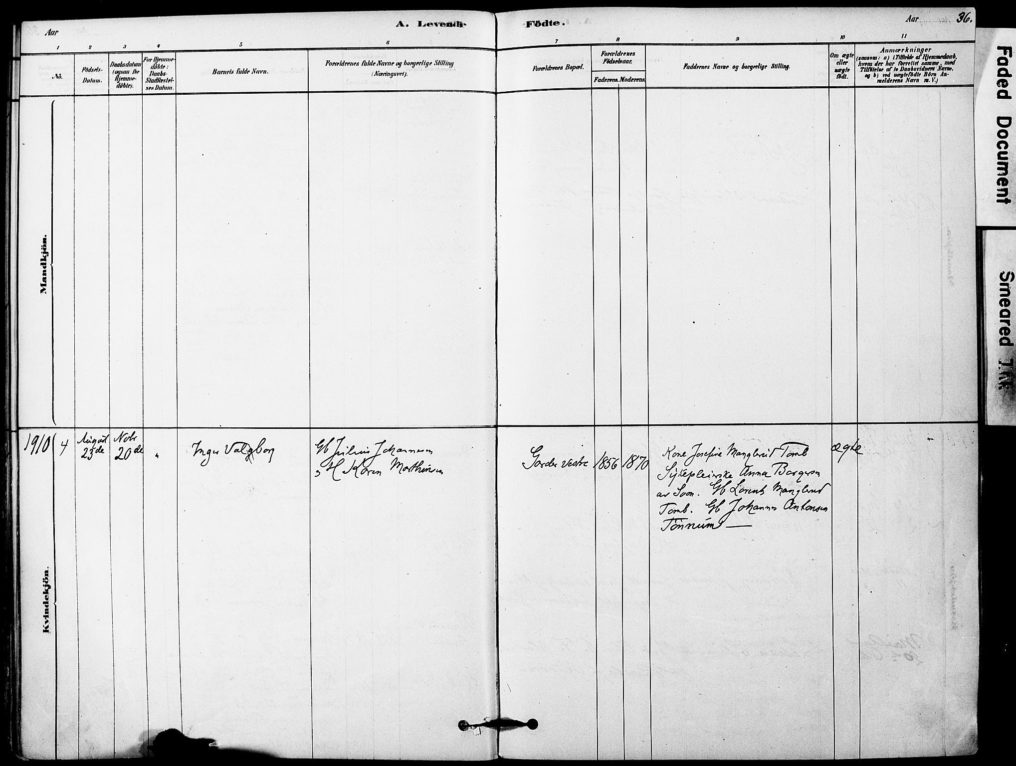 Vestby prestekontor Kirkebøker, AV/SAO-A-10893/F/Fa/L0011: Parish register (official) no. I 11, 1878-1913, p. 36