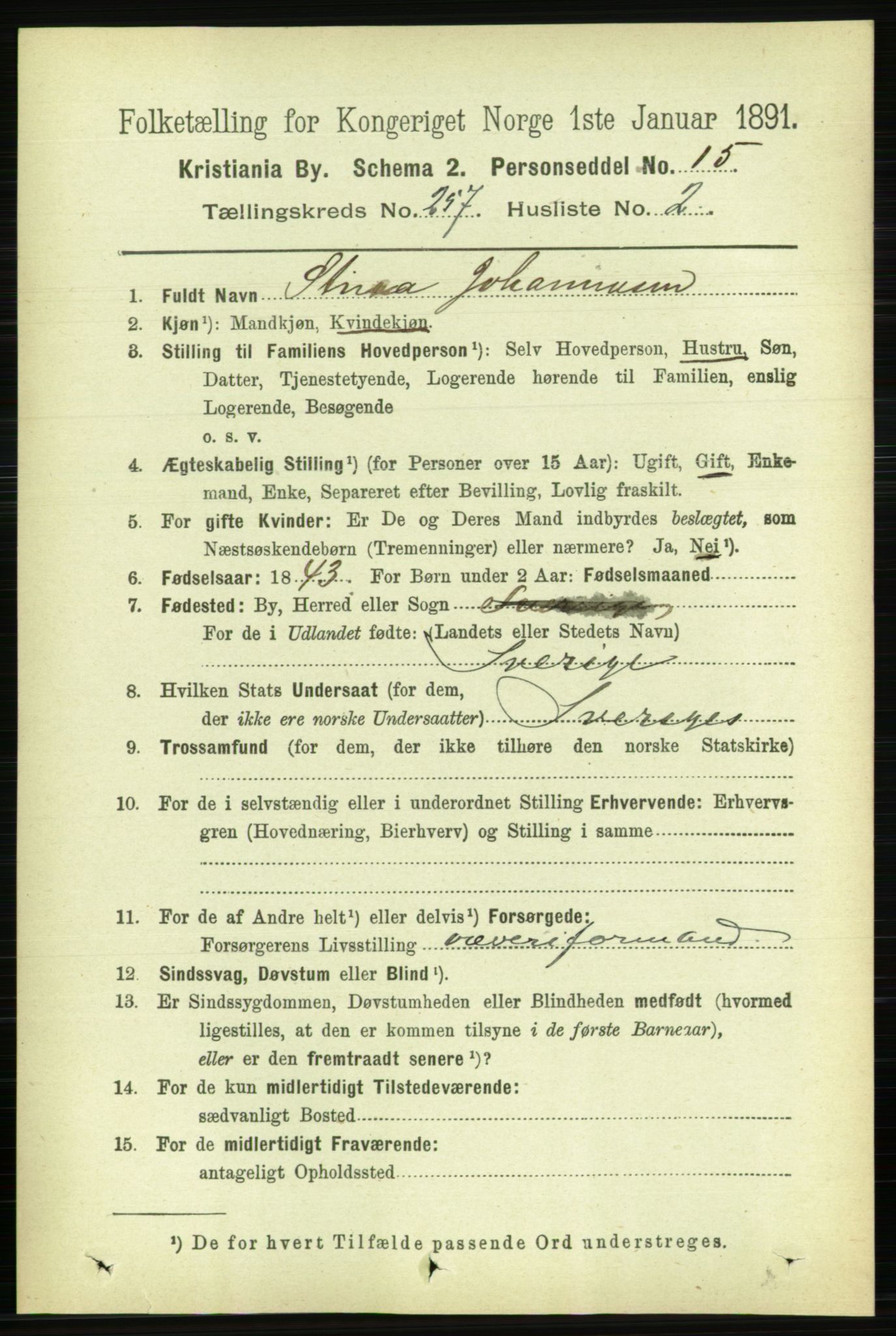 RA, 1891 census for 0301 Kristiania, 1891, p. 156511