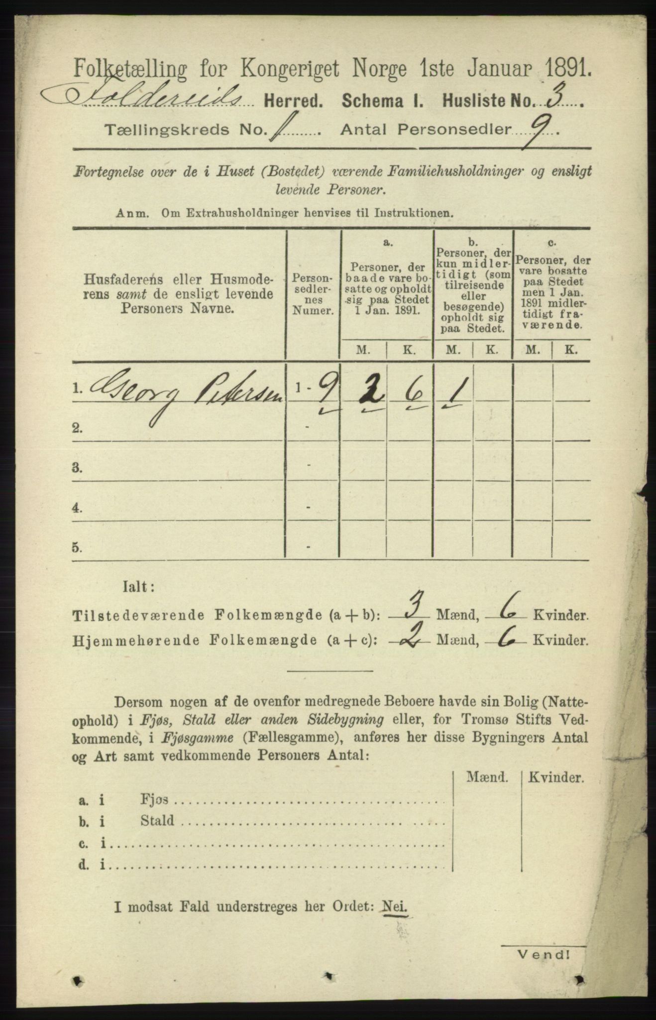 RA, 1891 census for 1753 Foldereid, 1891, p. 15