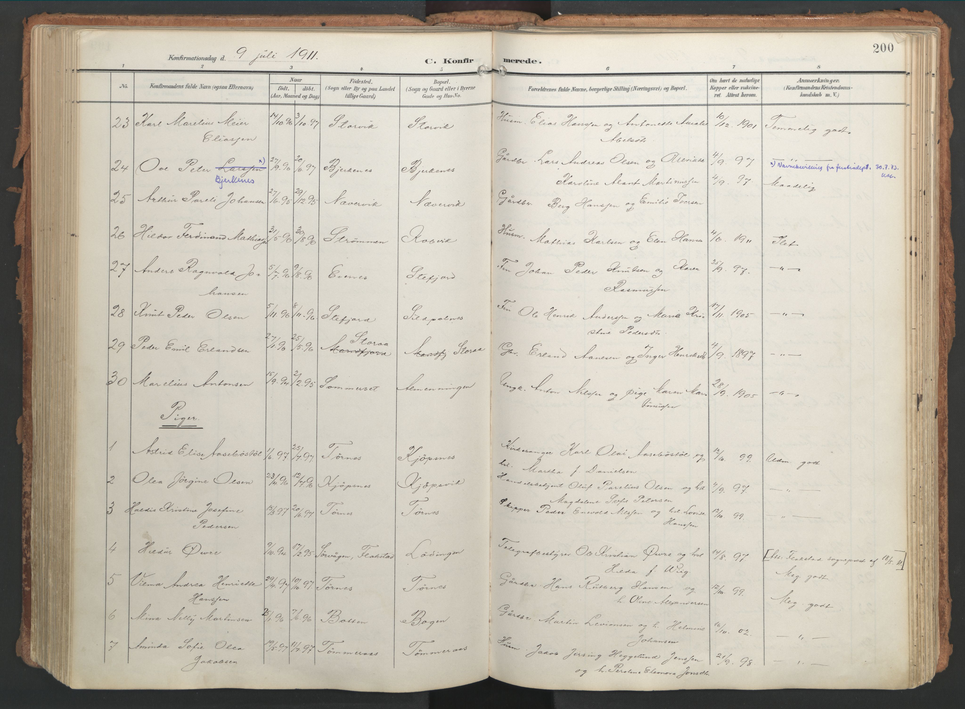 Ministerialprotokoller, klokkerbøker og fødselsregistre - Nordland, AV/SAT-A-1459/861/L0871: Parish register (official) no. 861A06, 1903-1916, p. 200